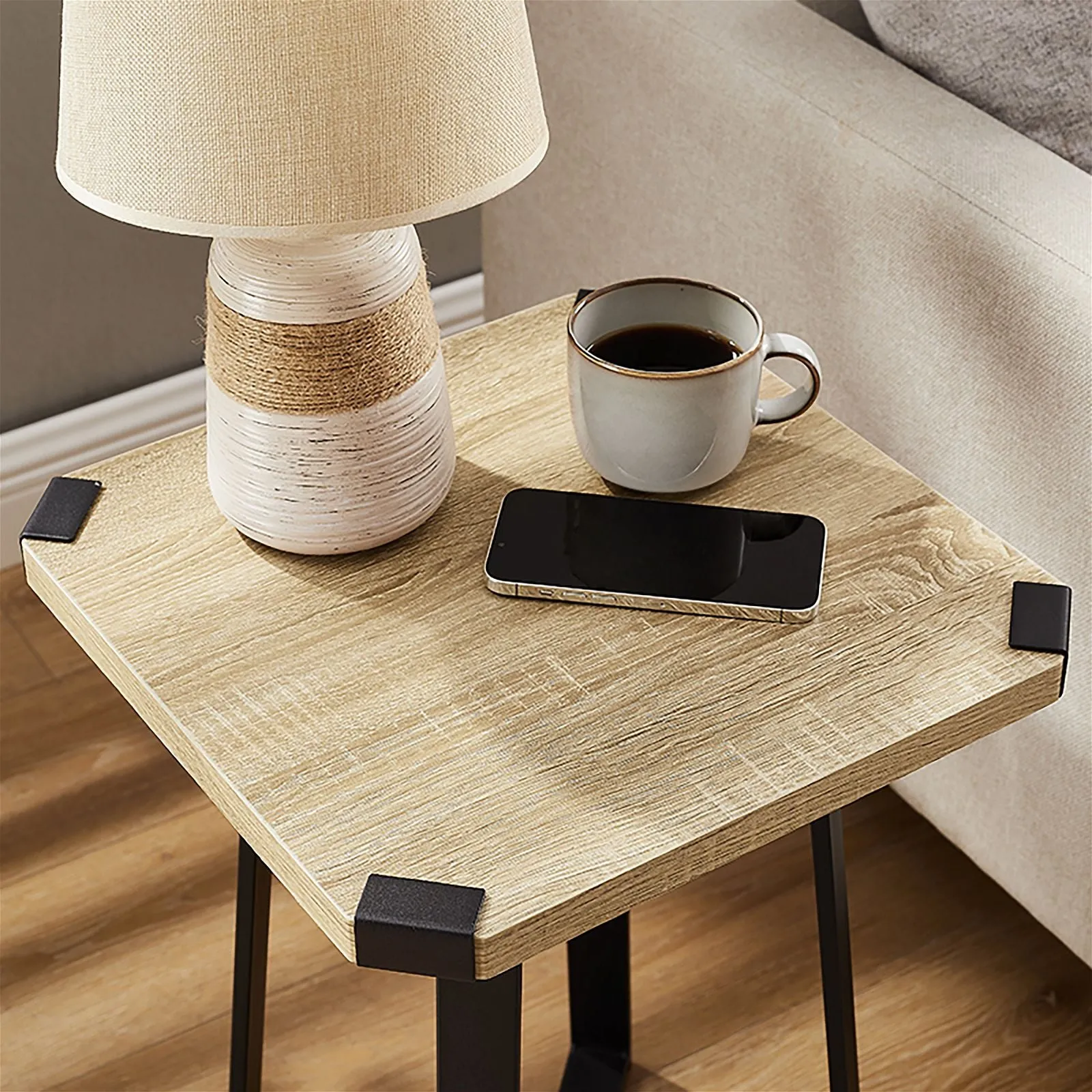 Capri Square End Table - Oak, Black by Criterion™