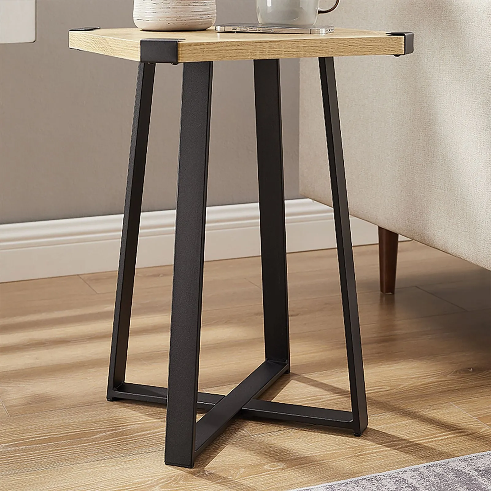 Capri Square End Table - Oak, Black by Criterion™