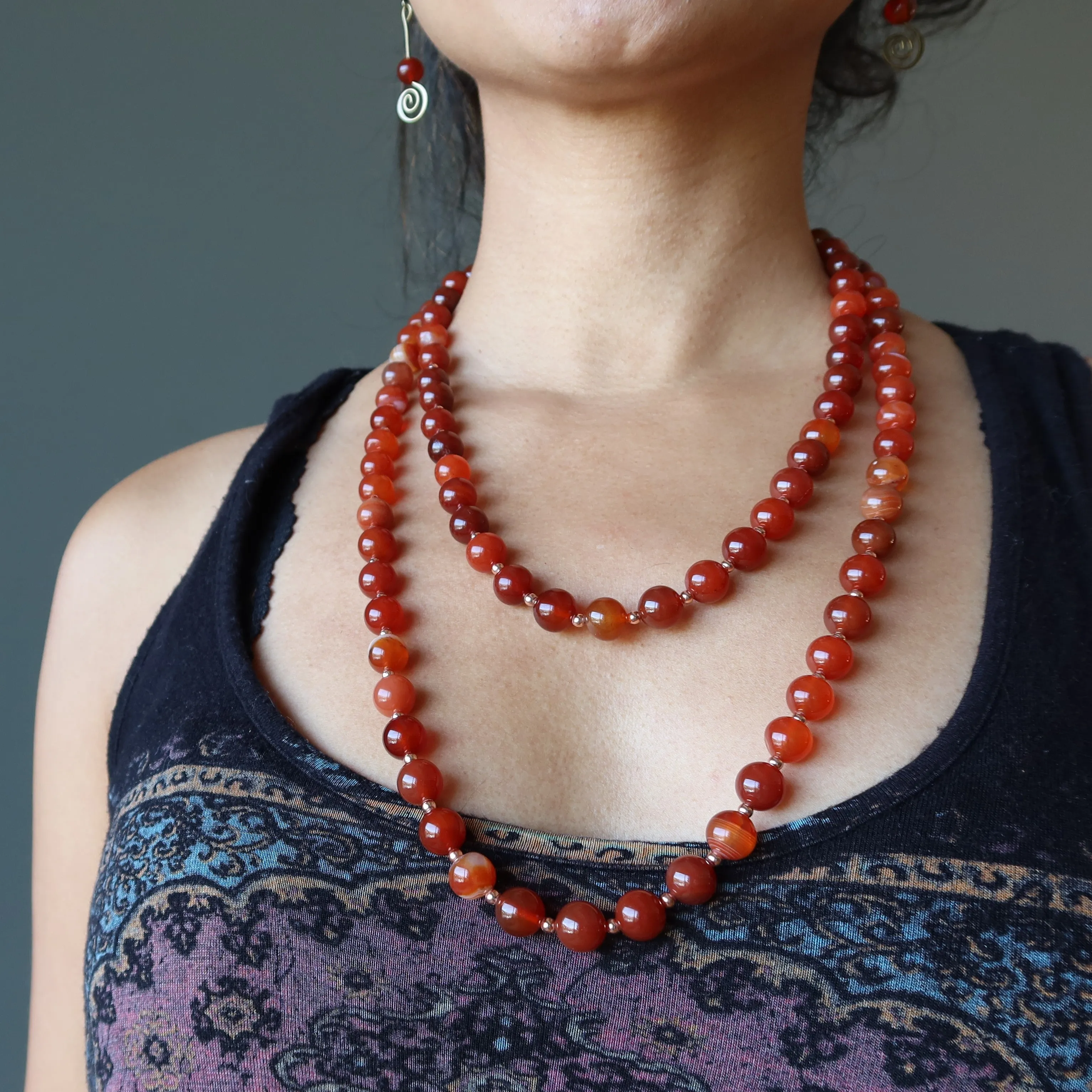 Carnelian Necklace Captivating Charm Copper Orange Gems