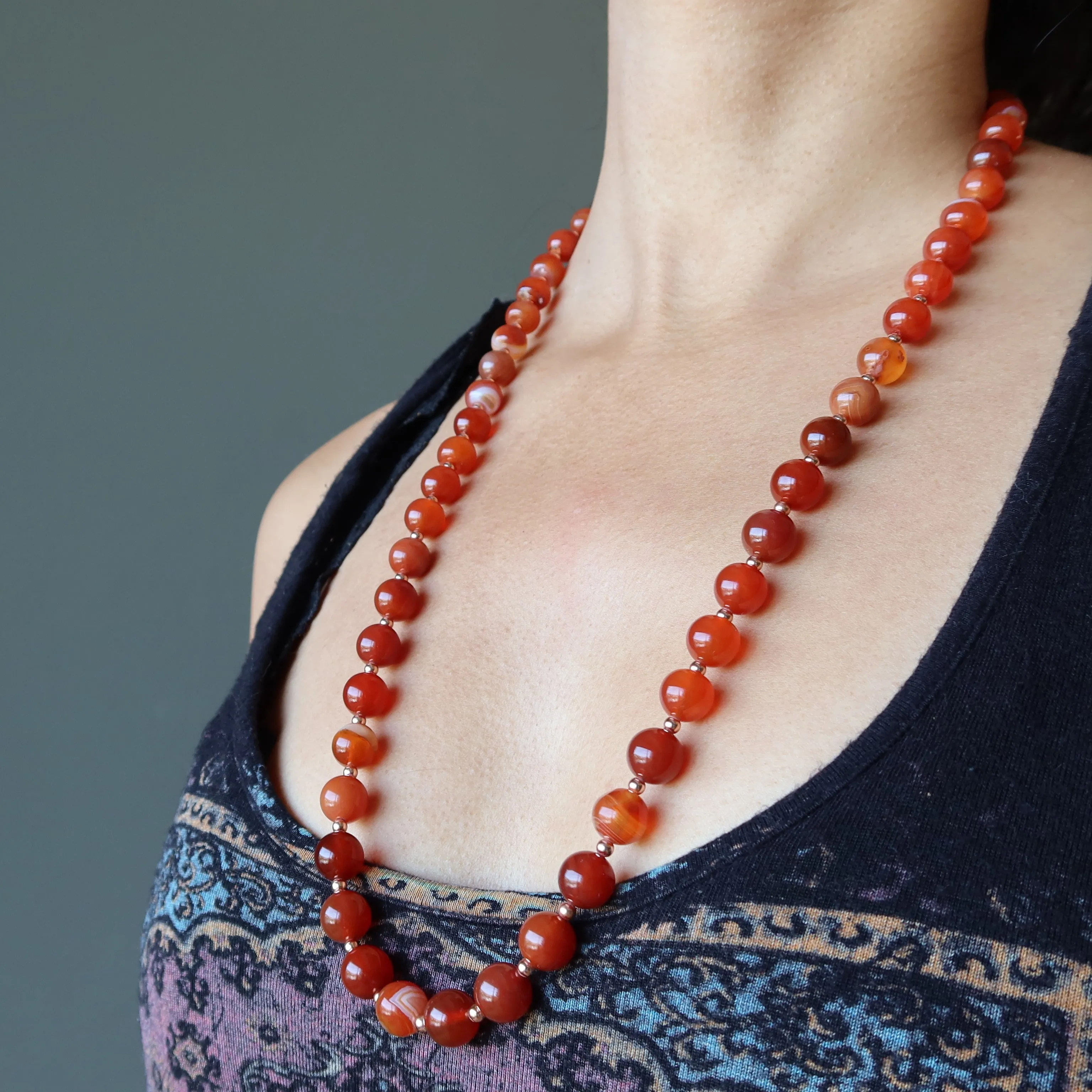 Carnelian Necklace Captivating Charm Copper Orange Gems