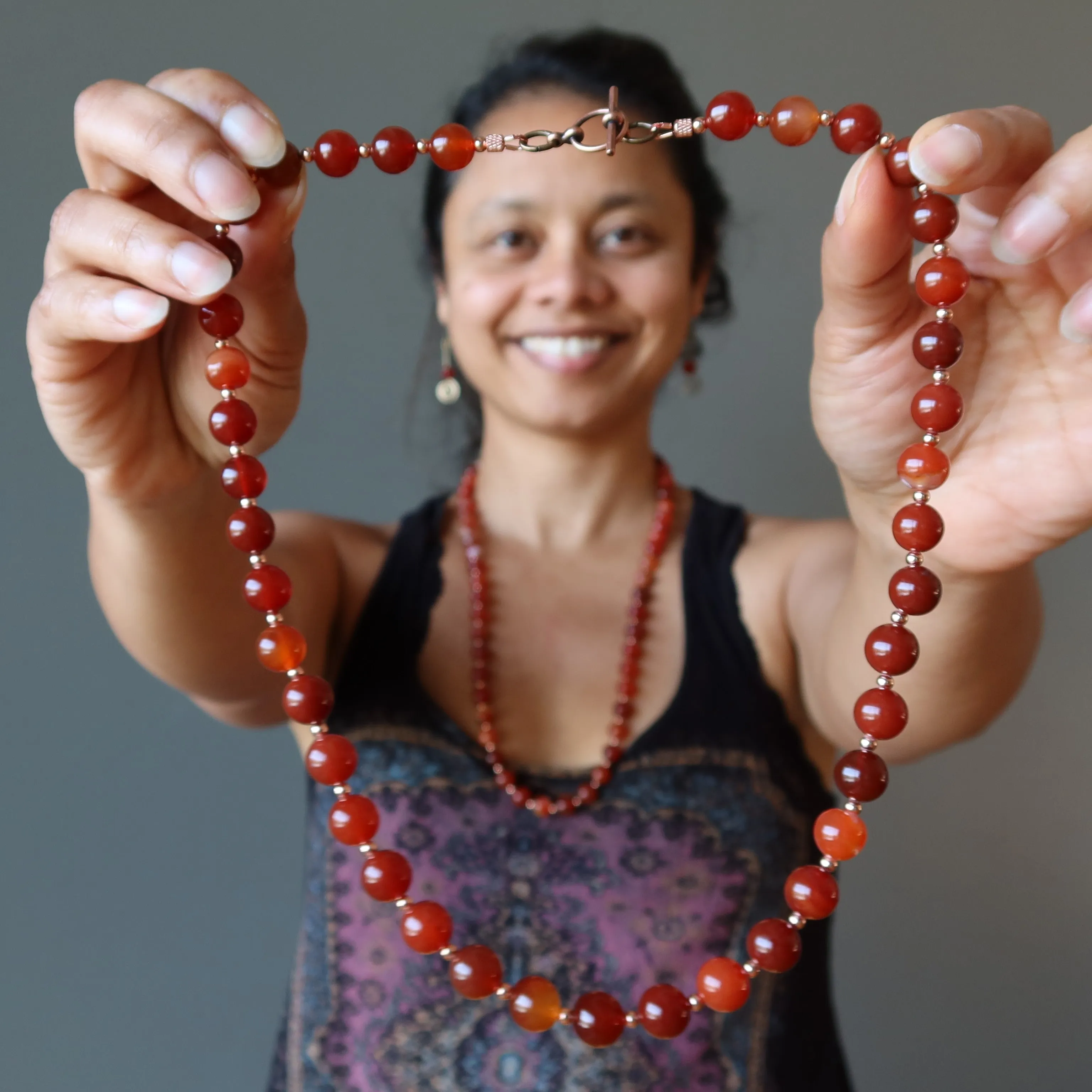 Carnelian Necklace Captivating Charm Copper Orange Gems