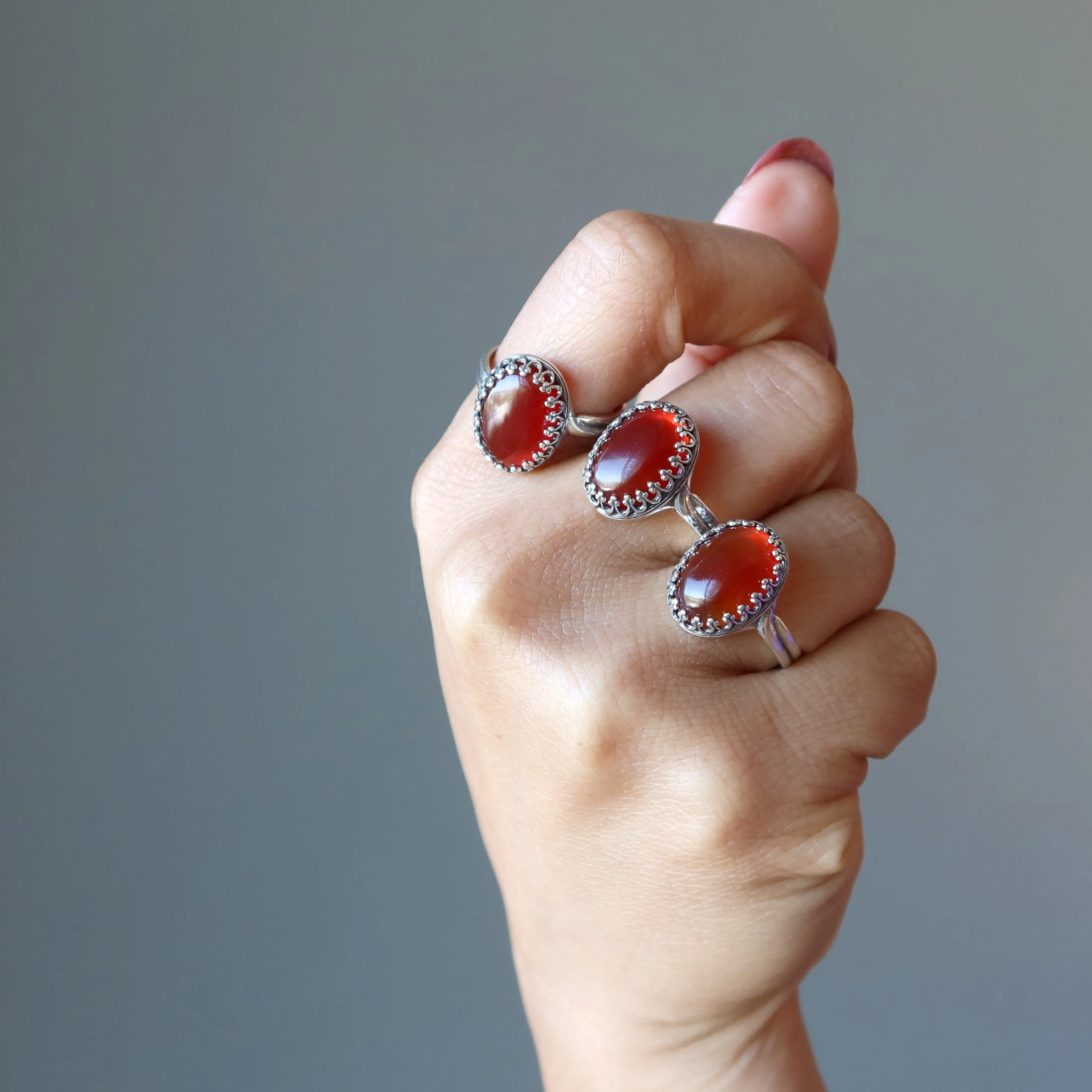 Carnelian Ring Stunner Sterling Silver Adjustable