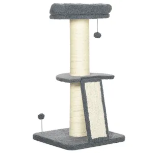 Cat Tree Cat Tower with Cat Scratching Posts, Pad, Bed, Toy Ball for Cats under 6 Kg, Grey & Beige