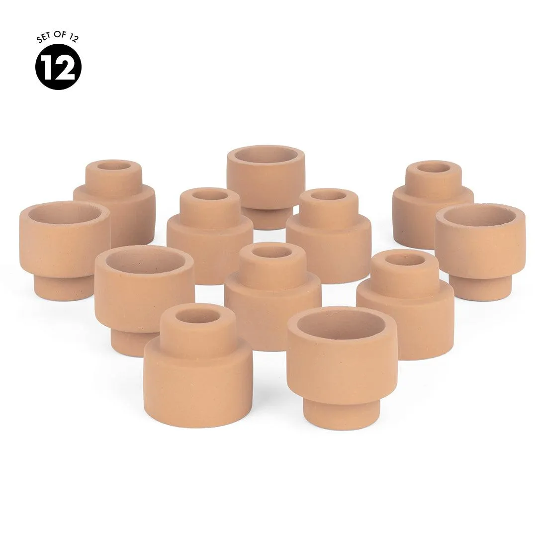 Ceramic Reversible Candle Holder, Decorative Taper and Tea Light Candle Holder, Unique Tall Candle Holders, Set of 12