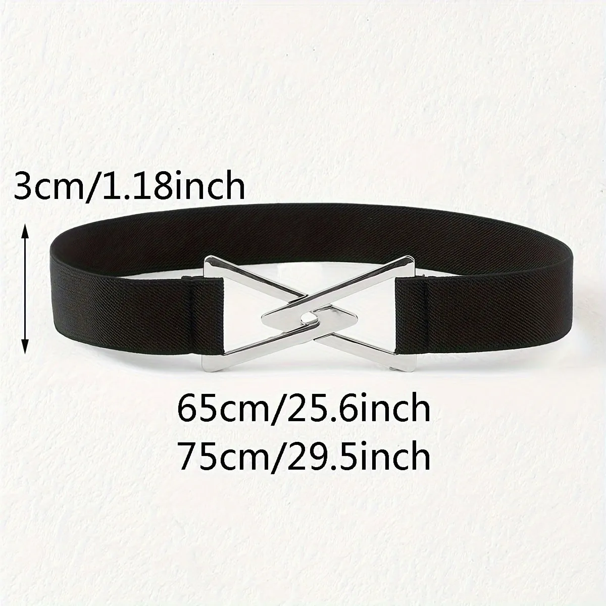 Chic Triangle Buckle Belt Versatile Black Elastic Waistband for Women