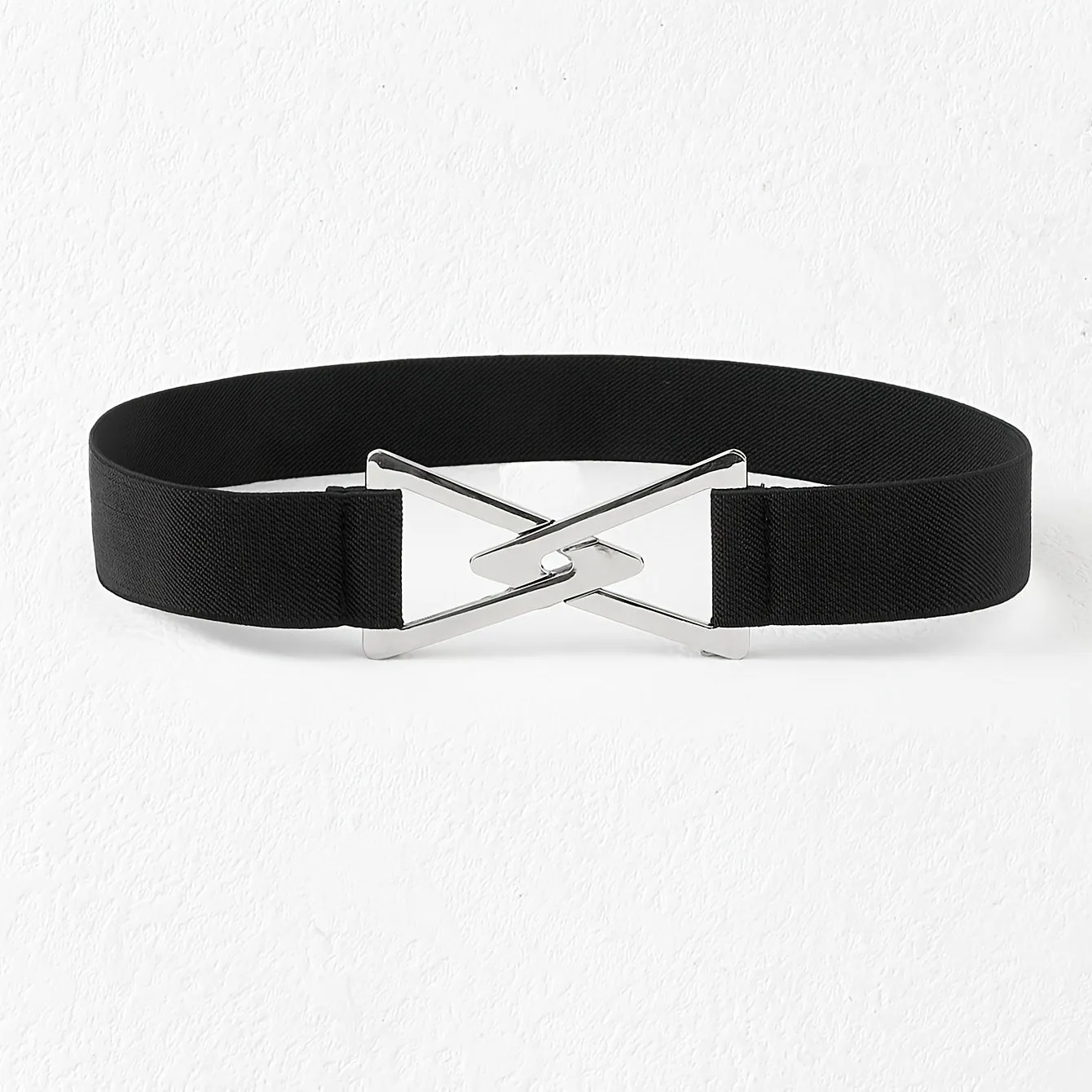 Chic Triangle Buckle Belt Versatile Black Elastic Waistband for Women