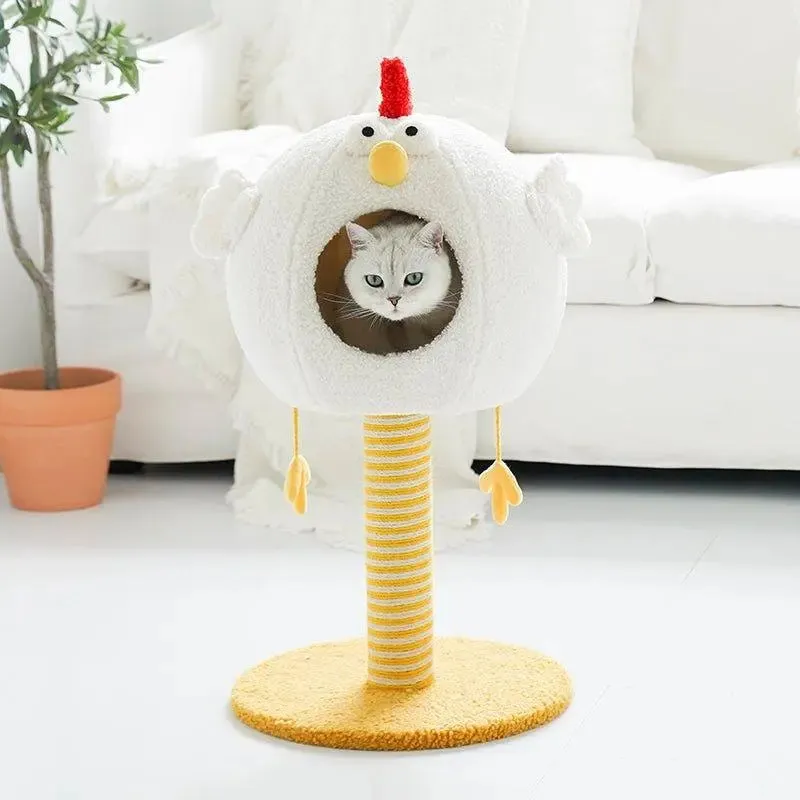 Cluck Cat Lounge – Playful Chicken-Shaped Cat Tree House for All-Season Comfort and Play