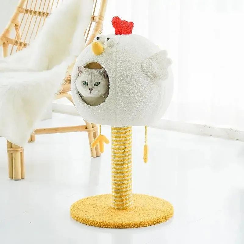 Cluck Cat Lounge – Playful Chicken-Shaped Cat Tree House for All-Season Comfort and Play