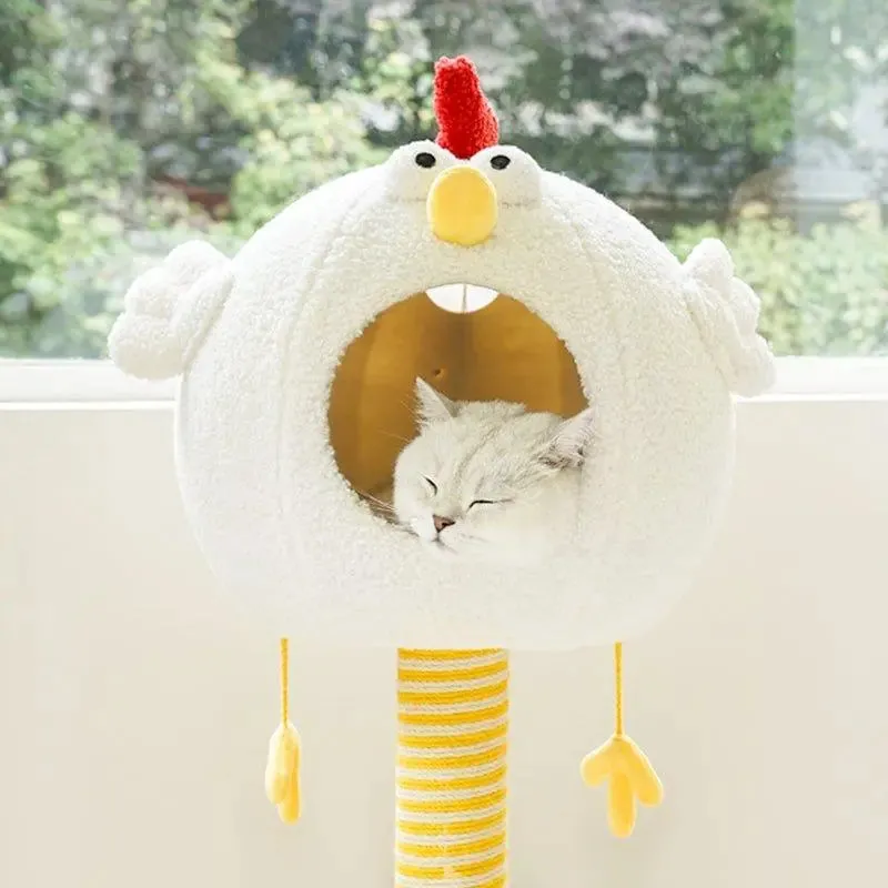 Cluck Cat Lounge – Playful Chicken-Shaped Cat Tree House for All-Season Comfort and Play