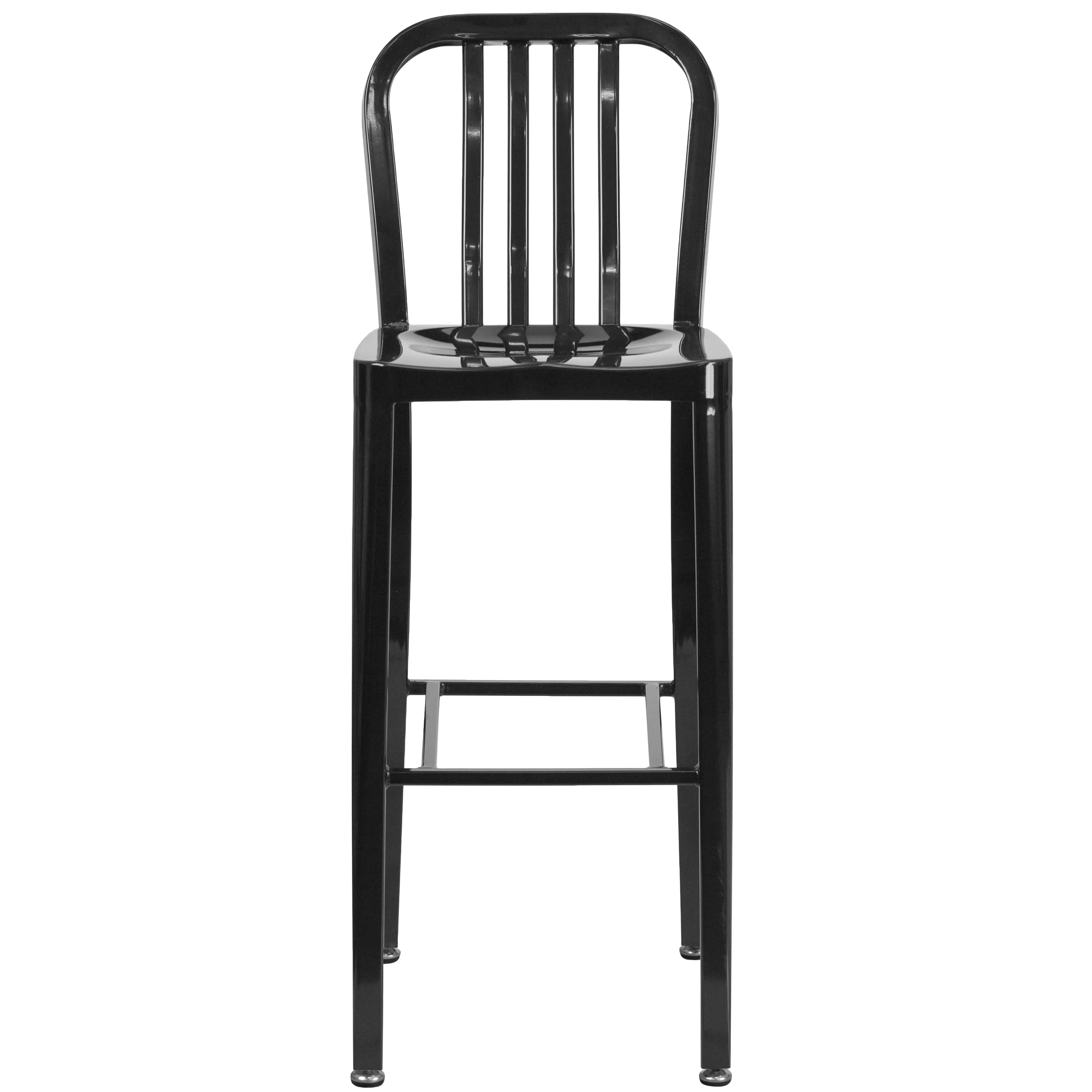 Commercial Grade 30" High Metal Indoor-Outdoor Barstool with Vertical Slat Back