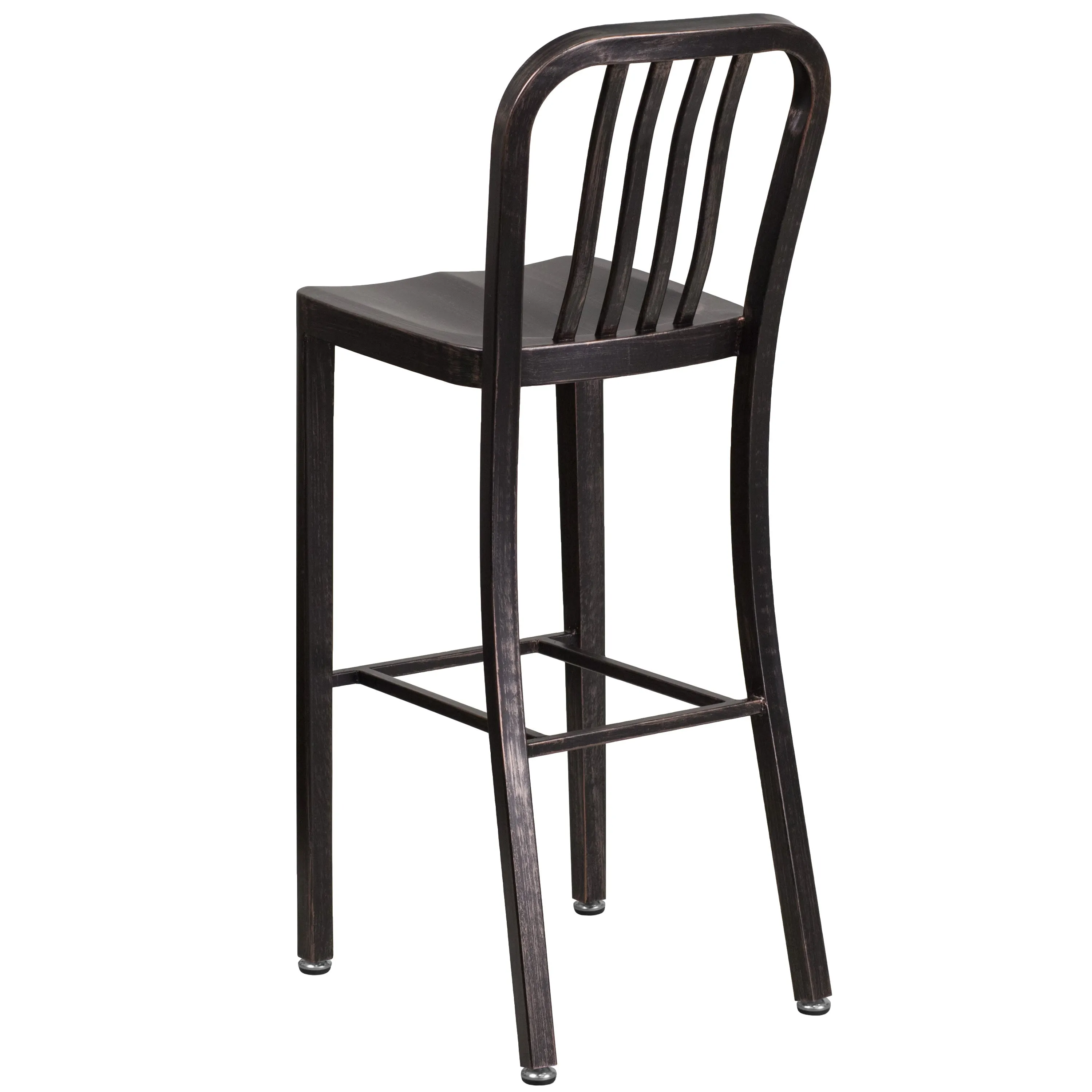 Commercial Grade 30" High Metal Indoor-Outdoor Barstool with Vertical Slat Back