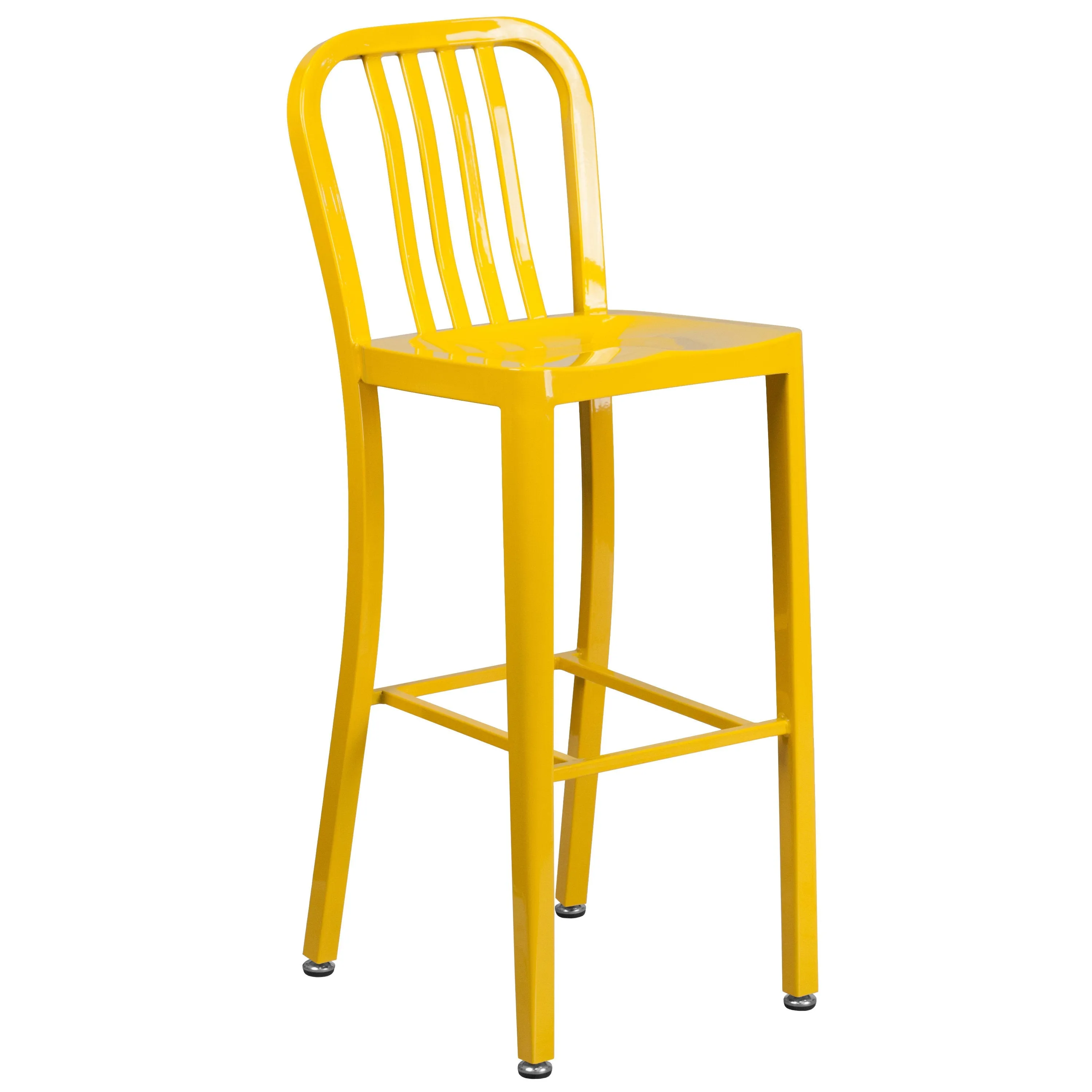 Commercial Grade 30" High Metal Indoor-Outdoor Barstool with Vertical Slat Back