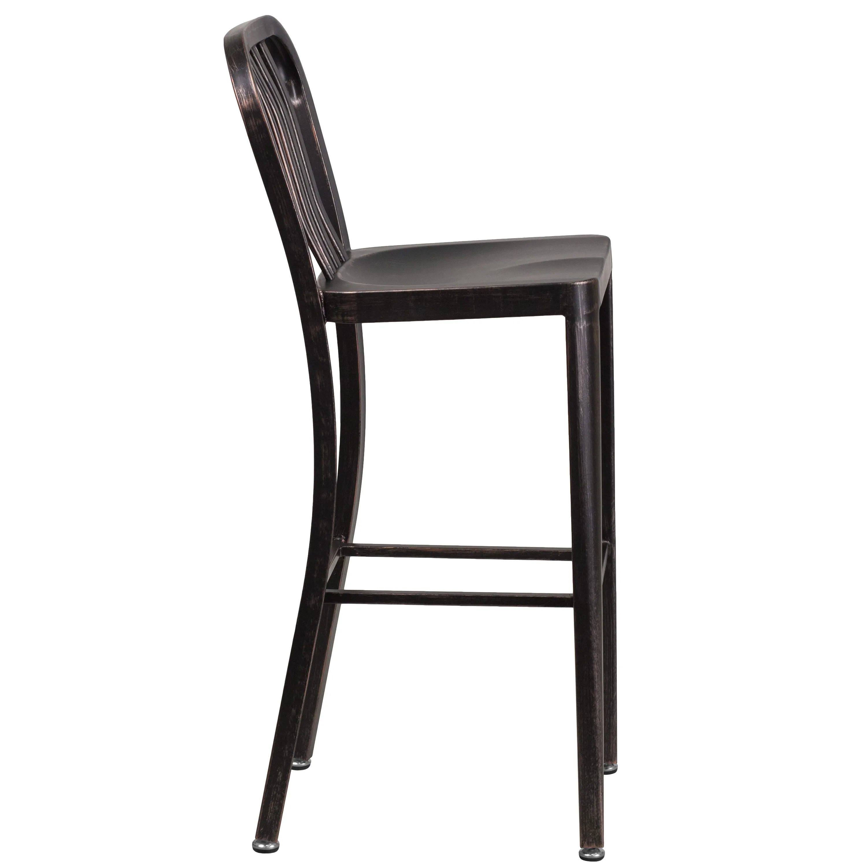 Commercial Grade 30" High Metal Indoor-Outdoor Barstool with Vertical Slat Back