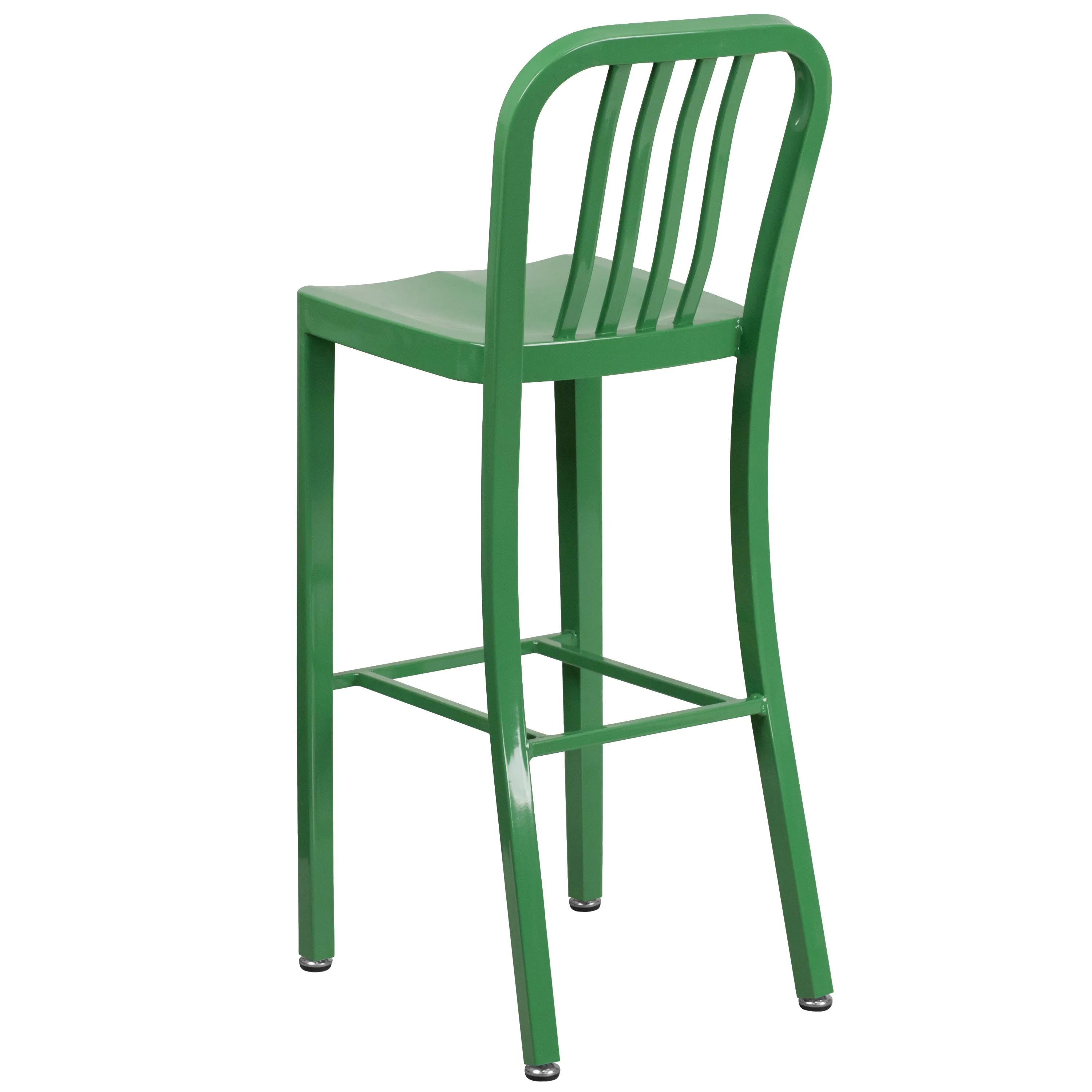 Commercial Grade 30" High Metal Indoor-Outdoor Barstool with Vertical Slat Back