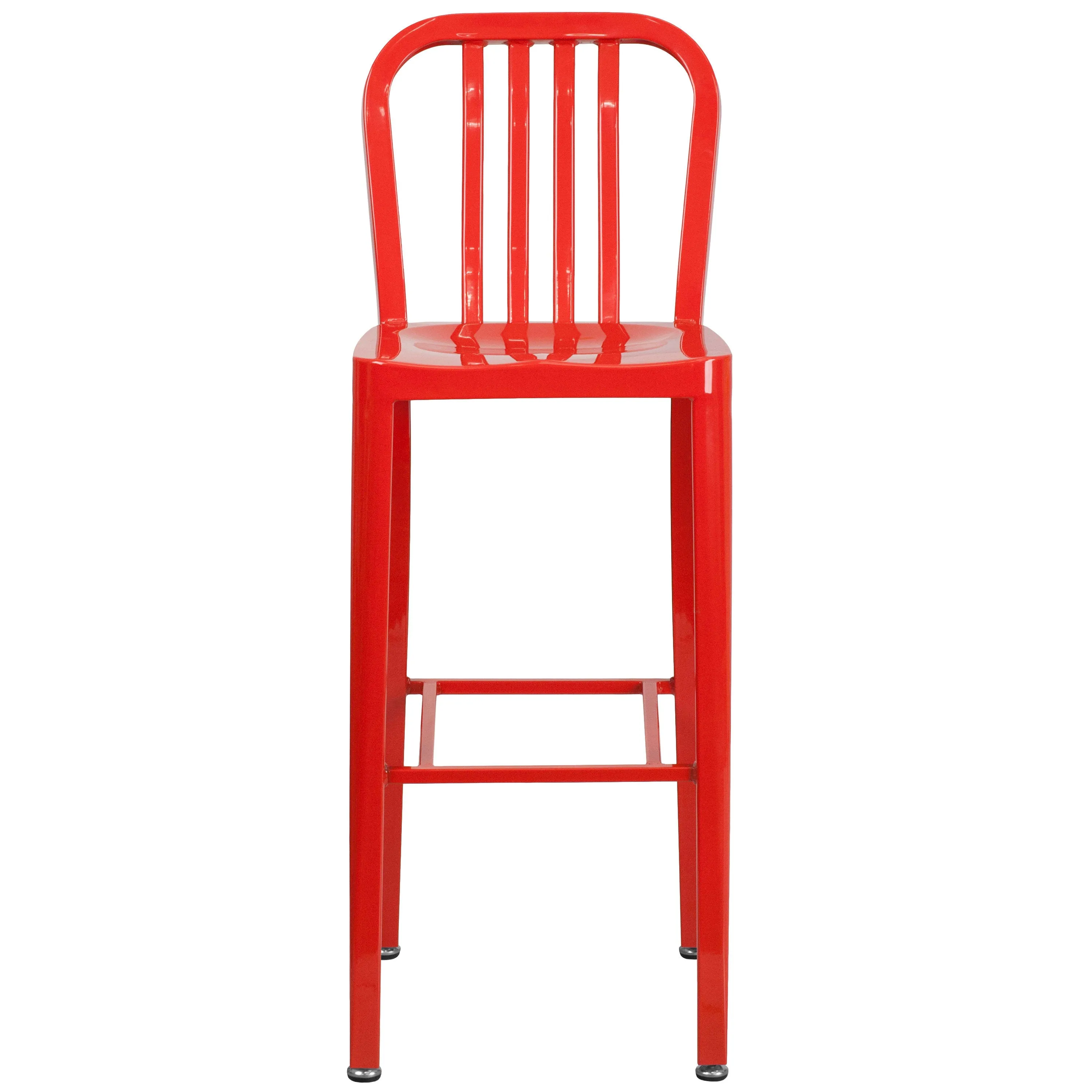 Commercial Grade 30" High Metal Indoor-Outdoor Barstool with Vertical Slat Back