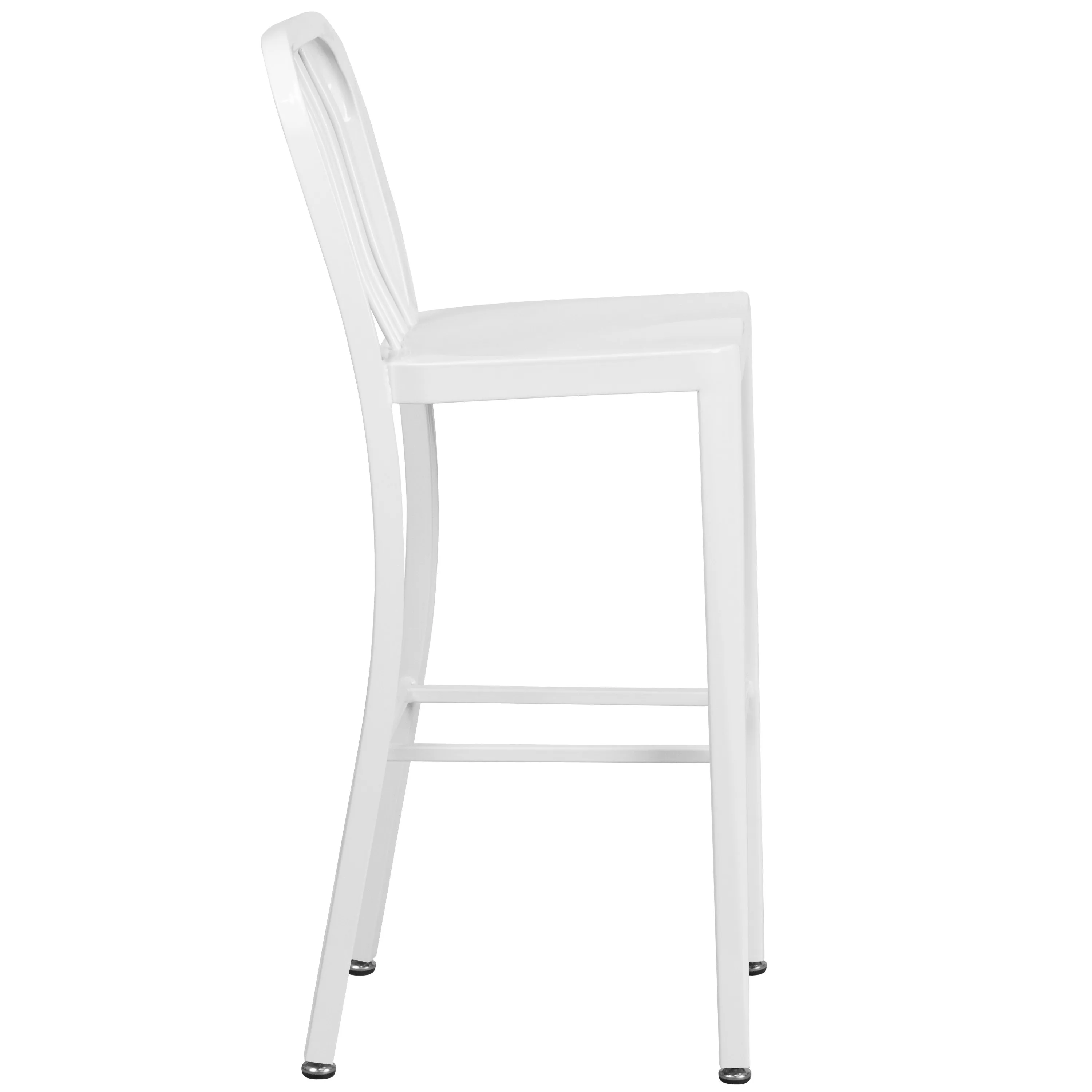 Commercial Grade 30" High Metal Indoor-Outdoor Barstool with Vertical Slat Back