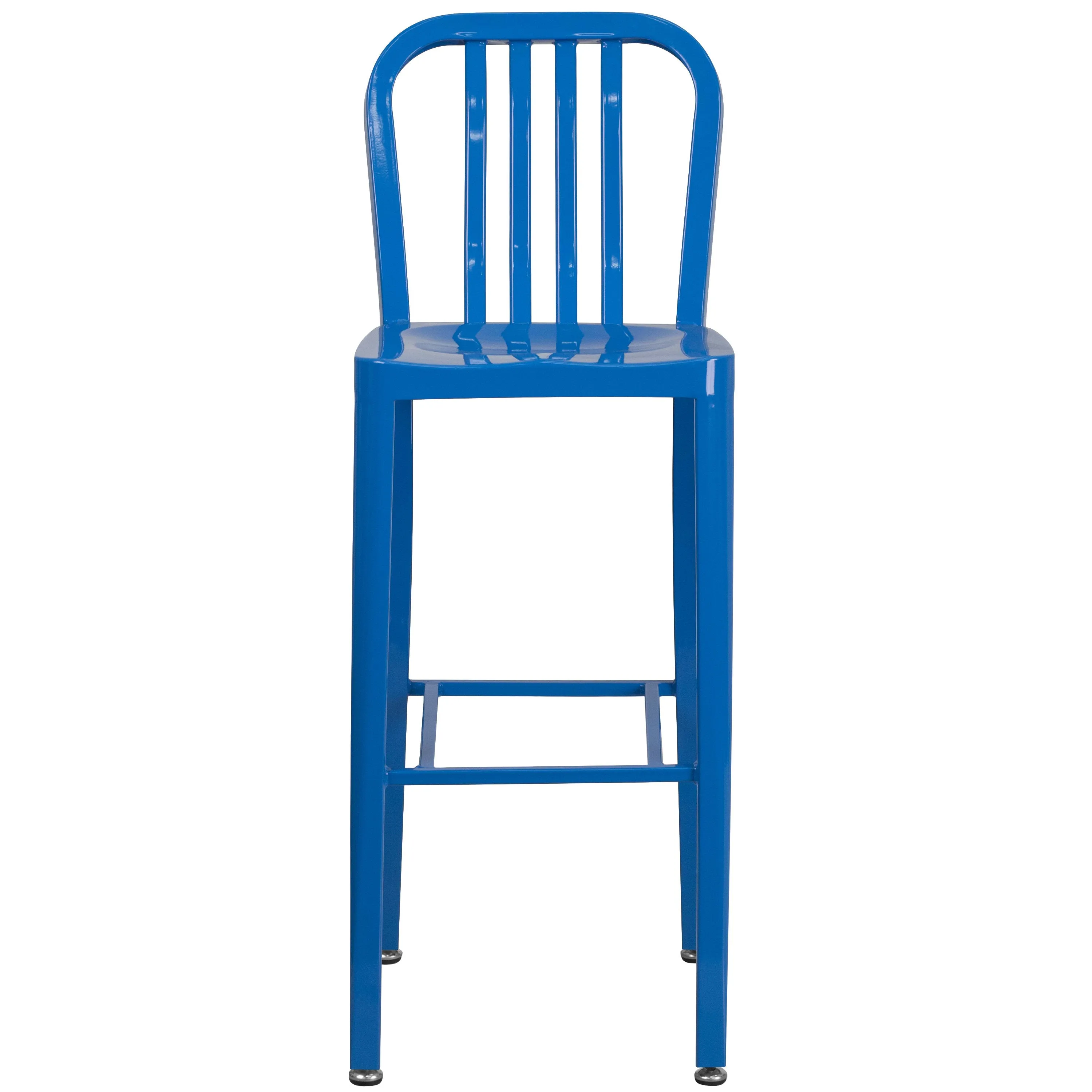 Commercial Grade 30" High Metal Indoor-Outdoor Barstool with Vertical Slat Back