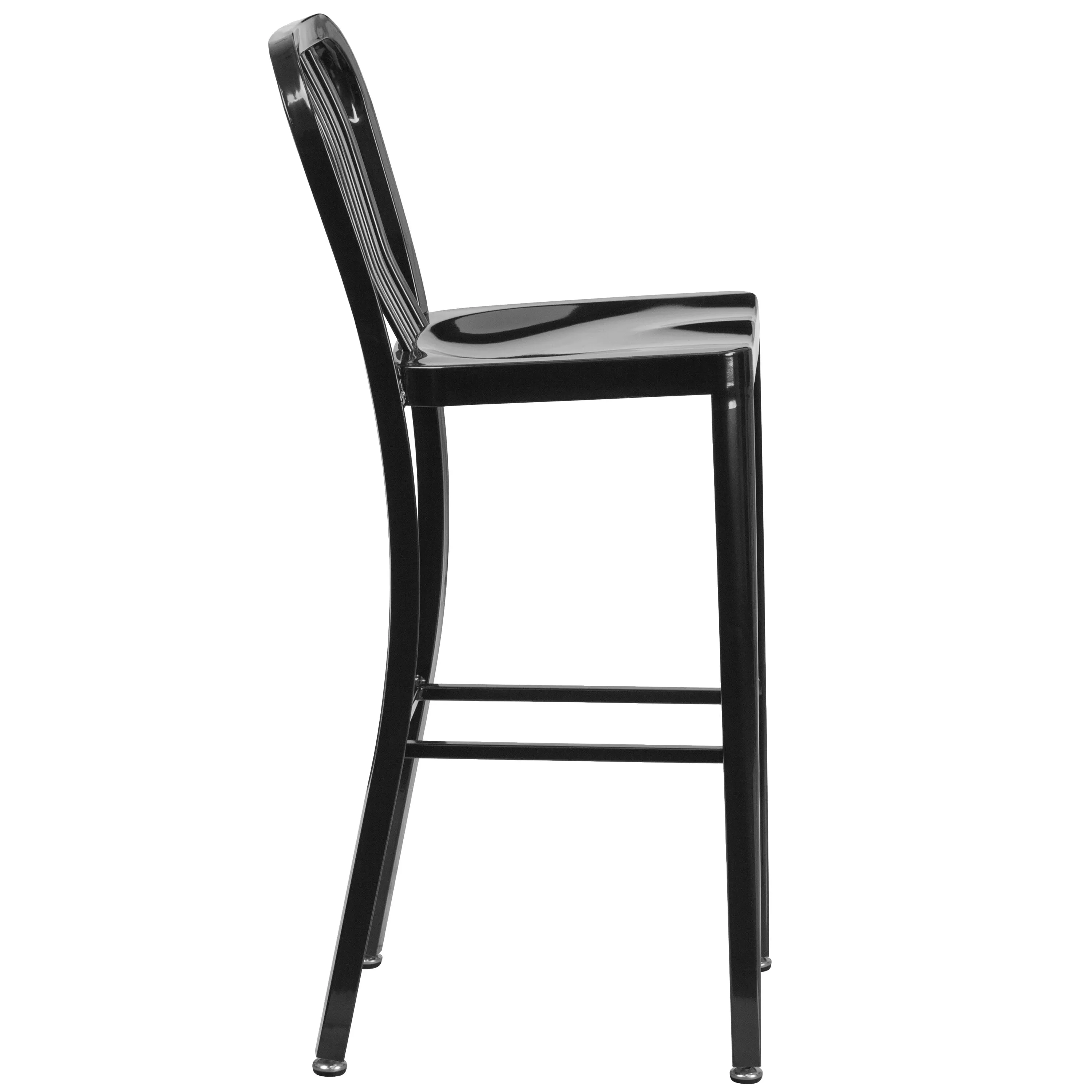 Commercial Grade 30" High Metal Indoor-Outdoor Barstool with Vertical Slat Back