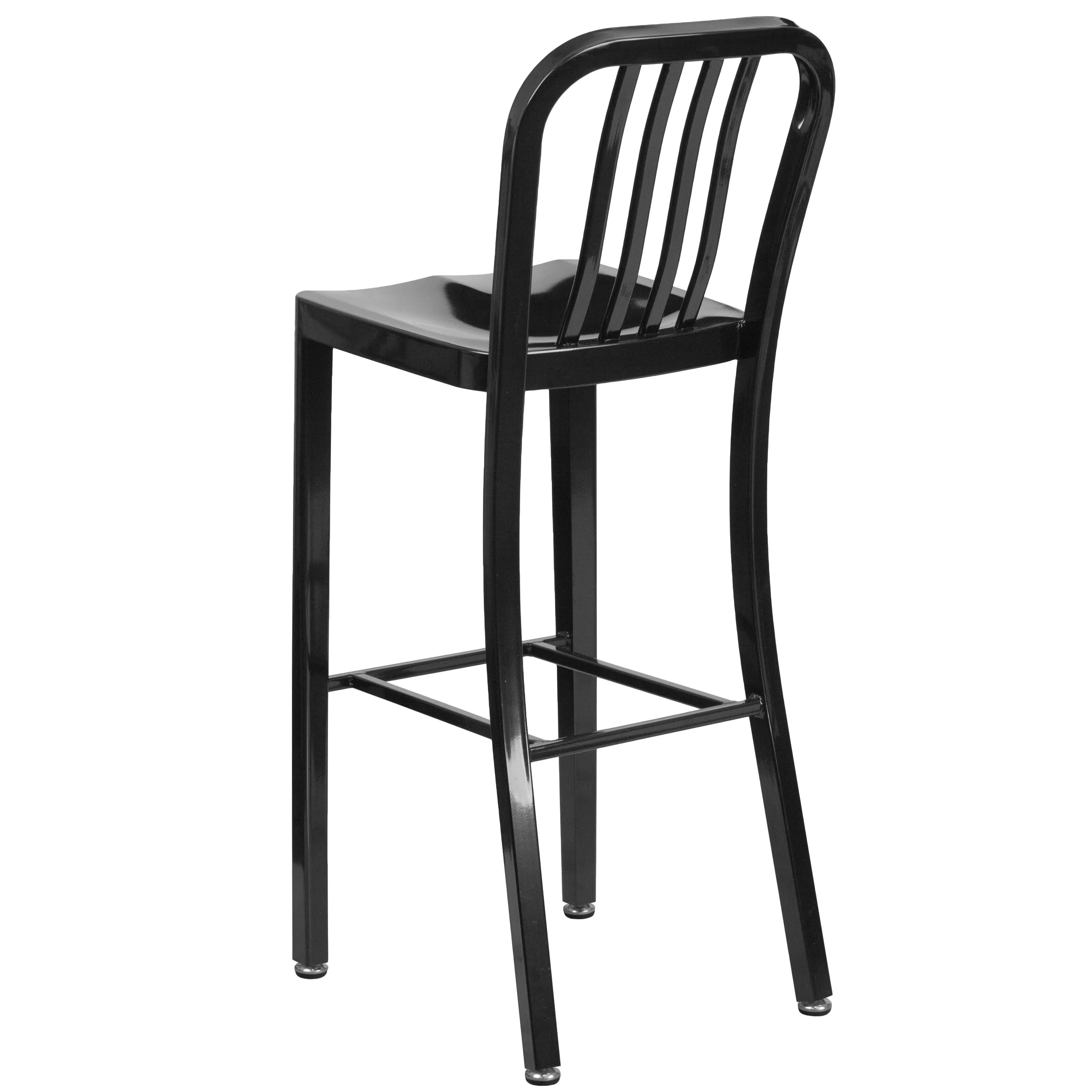 Commercial Grade 30" High Metal Indoor-Outdoor Barstool with Vertical Slat Back