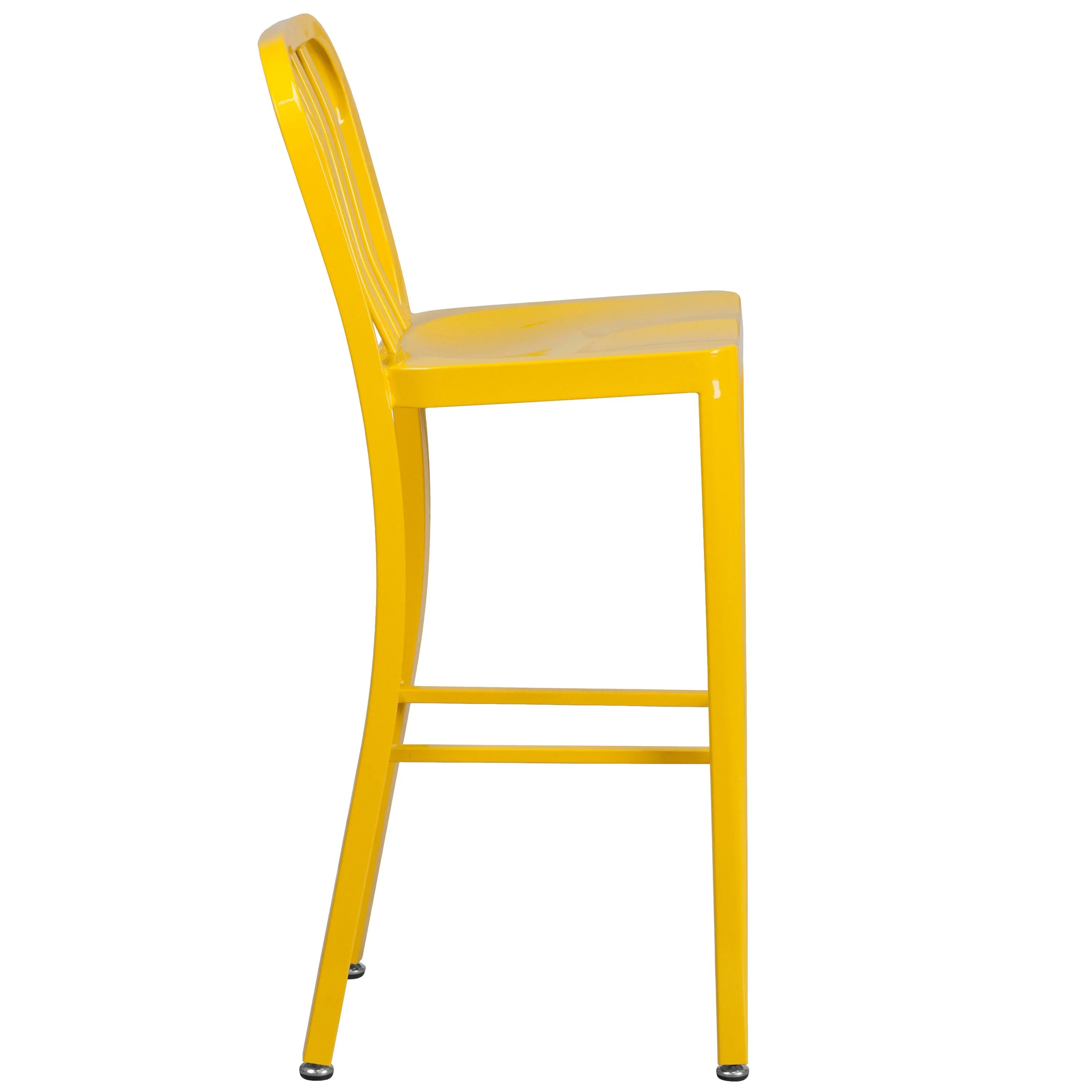 Commercial Grade 30" High Metal Indoor-Outdoor Barstool with Vertical Slat Back