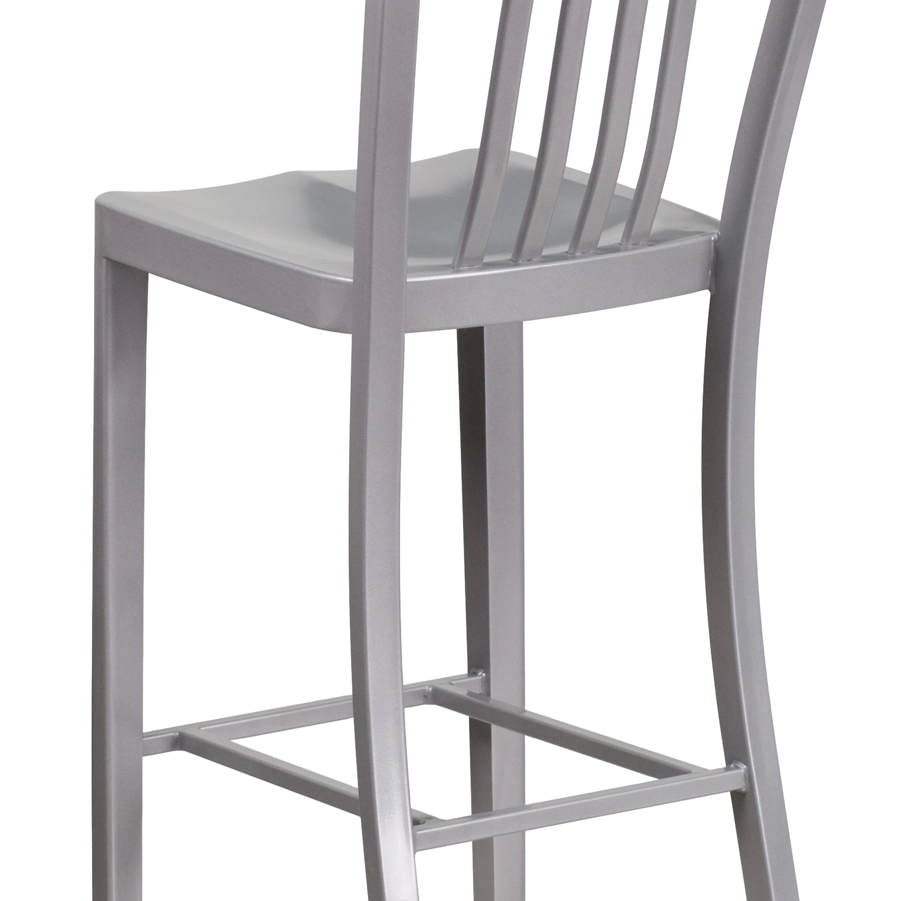 Commercial Grade 30" High Metal Indoor-Outdoor Barstool with Vertical Slat Back