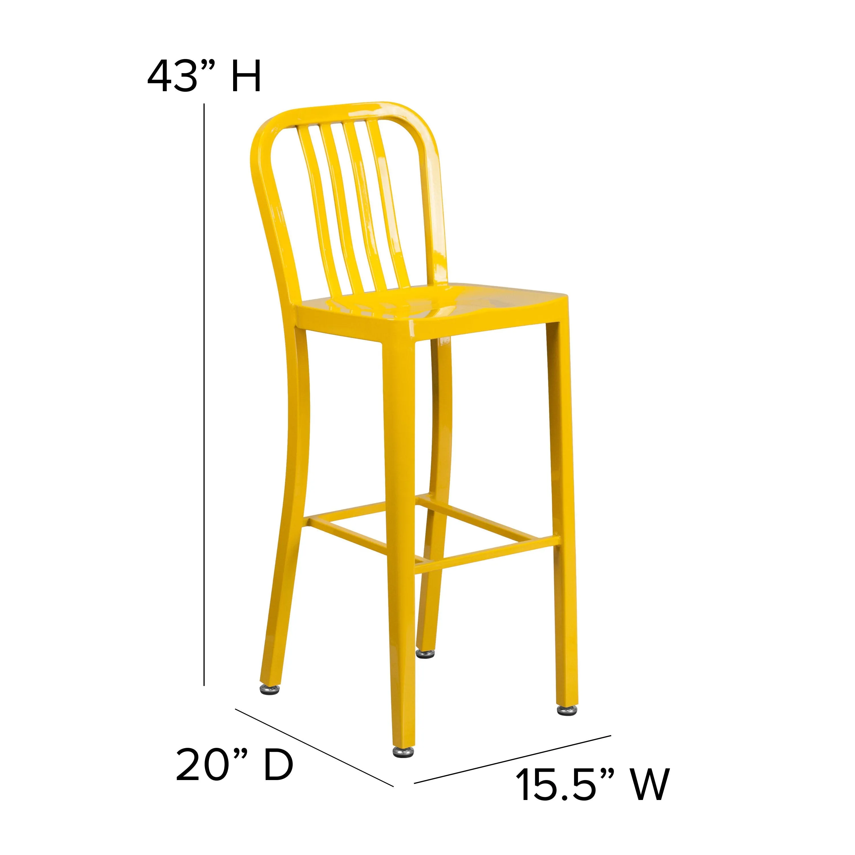 Commercial Grade 30" High Metal Indoor-Outdoor Barstool with Vertical Slat Back