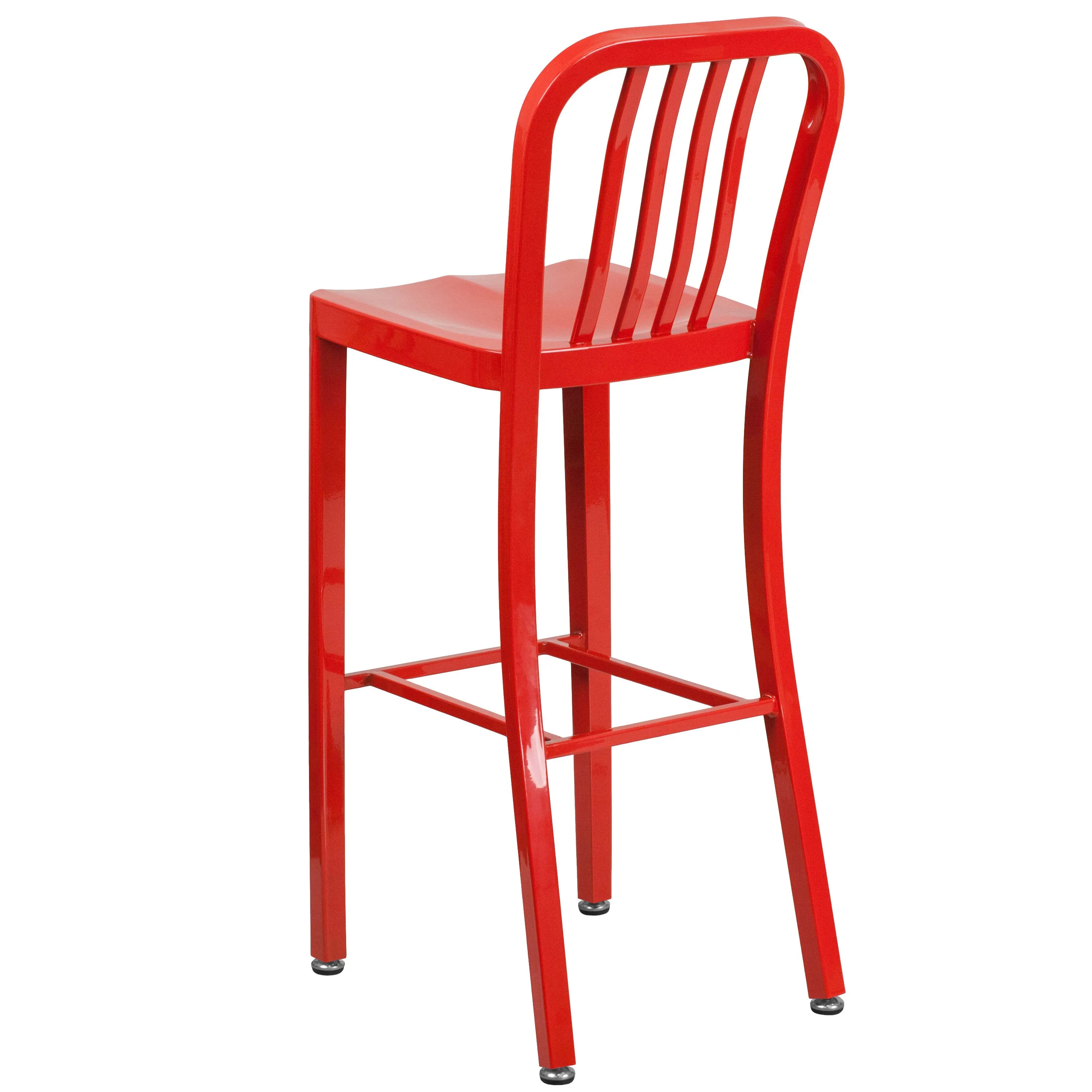 Commercial Grade 30" High Metal Indoor-Outdoor Barstool with Vertical Slat Back