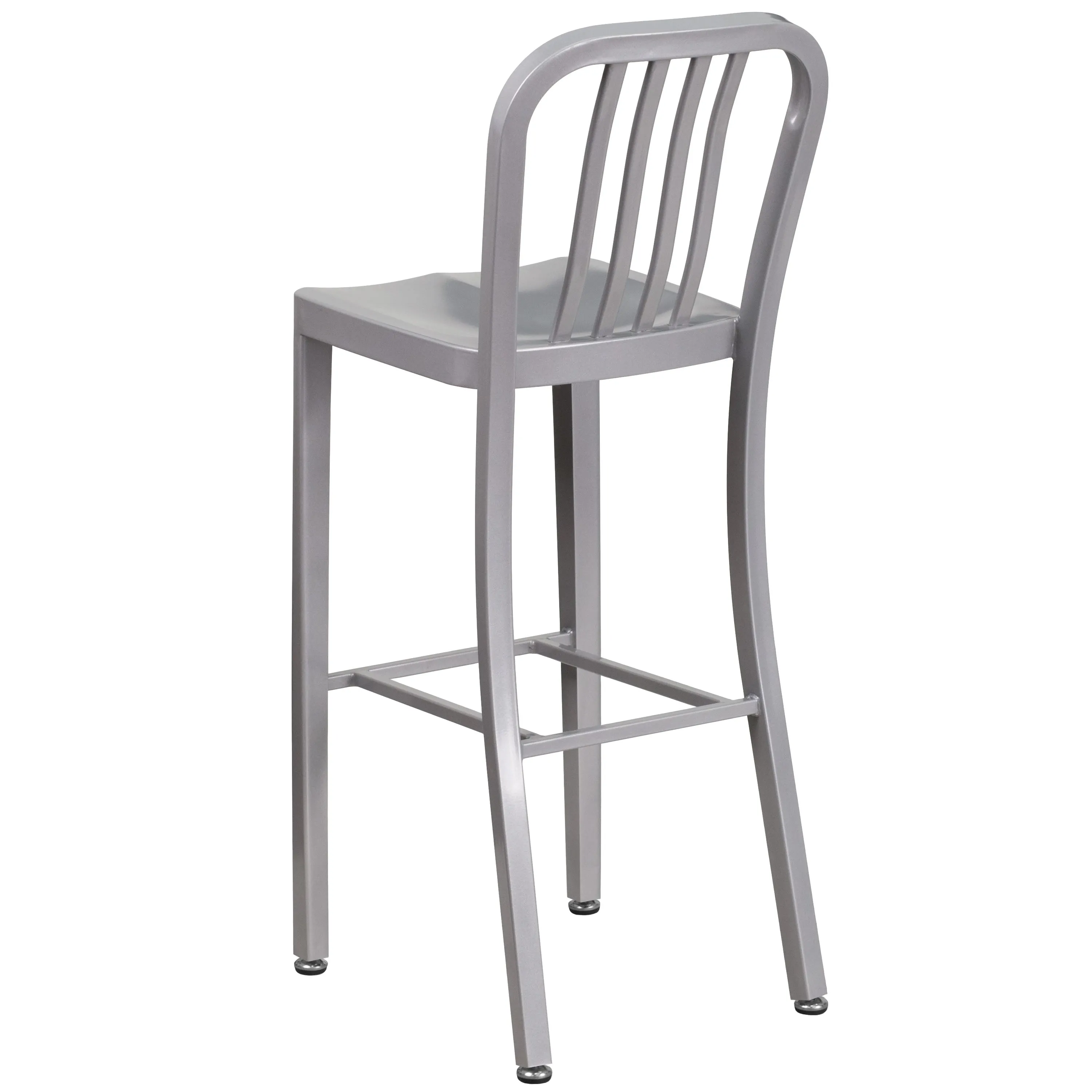 Commercial Grade 30" High Metal Indoor-Outdoor Barstool with Vertical Slat Back