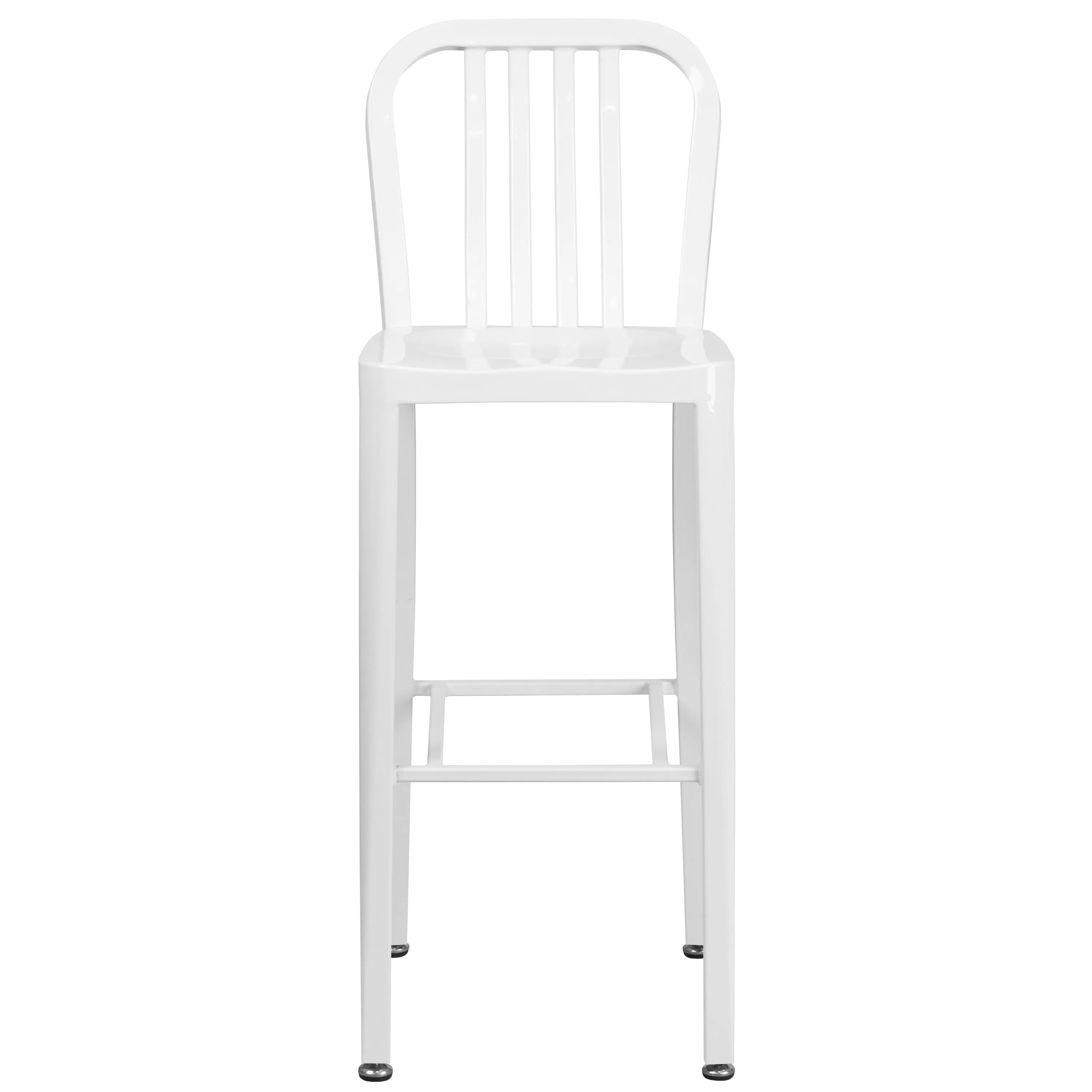 Commercial Grade 30" High Metal Indoor-Outdoor Barstool with Vertical Slat Back