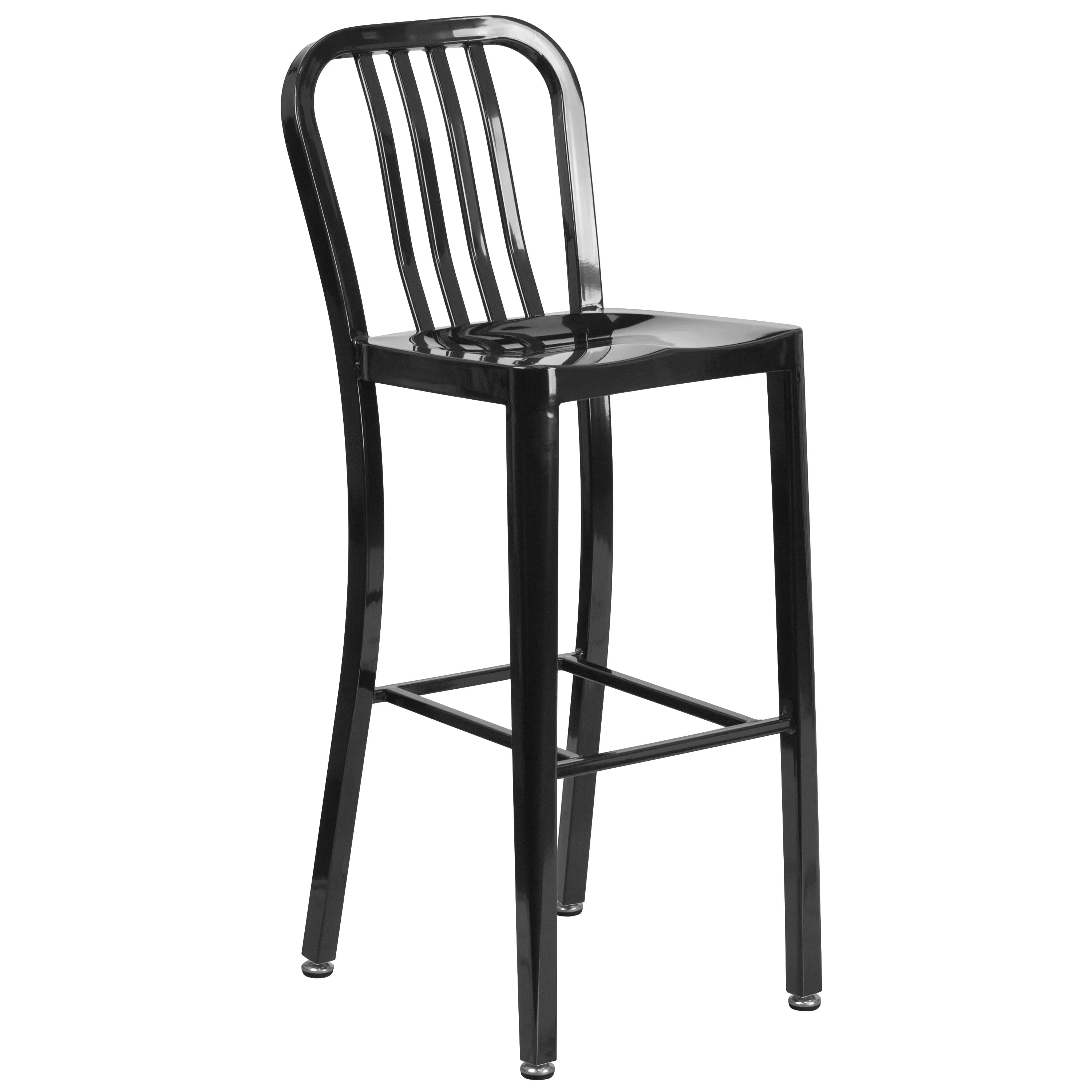 Commercial Grade 30" High Metal Indoor-Outdoor Barstool with Vertical Slat Back