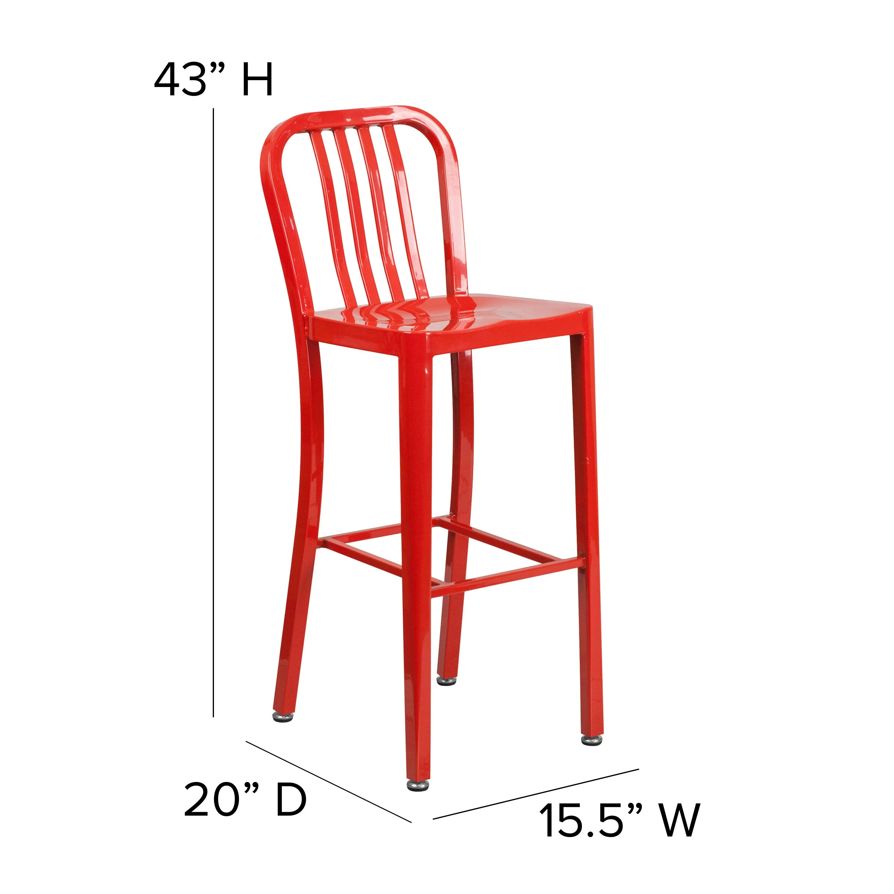 Commercial Grade 30" High Metal Indoor-Outdoor Barstool with Vertical Slat Back