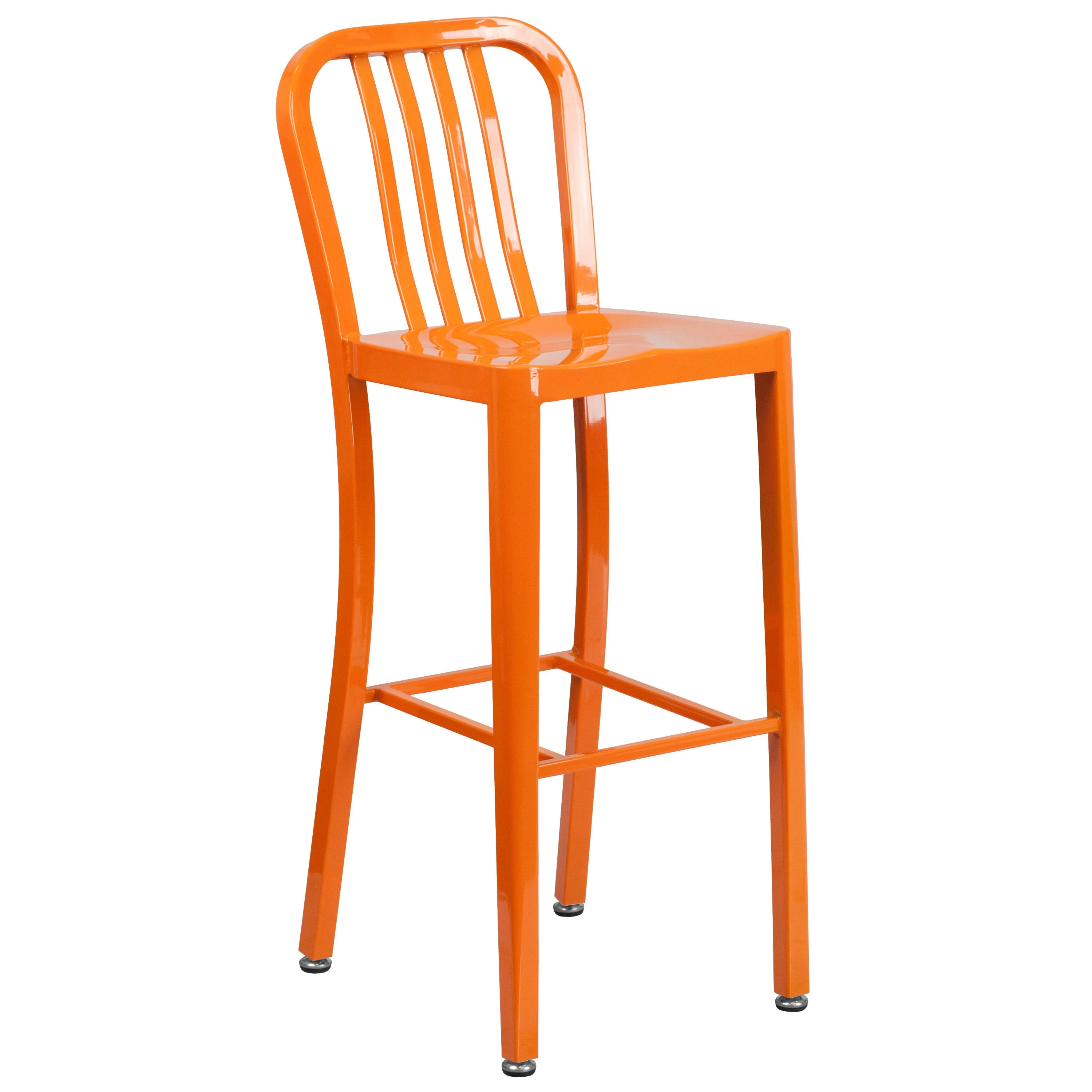 Commercial Grade 30" High Metal Indoor-Outdoor Barstool with Vertical Slat Back