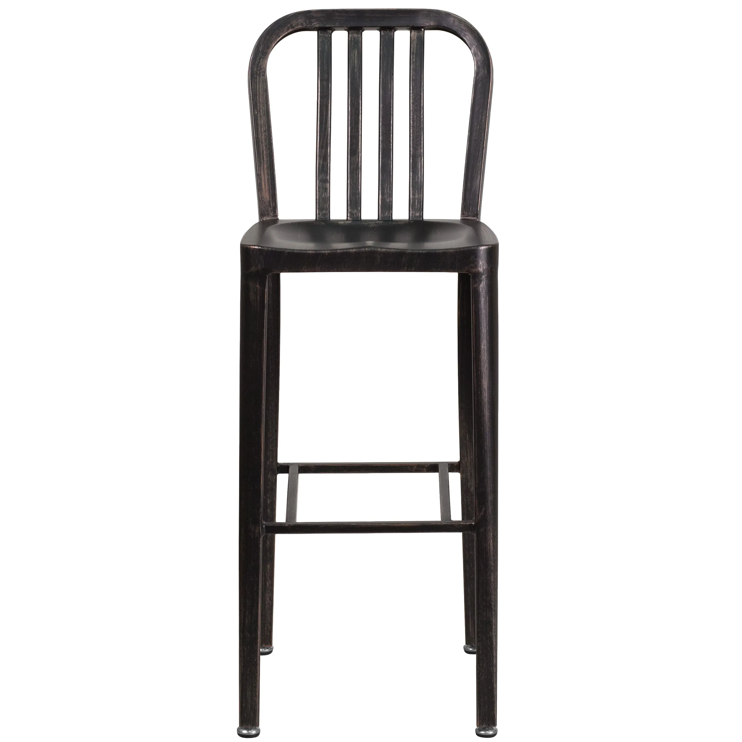 Commercial Grade 30" High Metal Indoor-Outdoor Barstool with Vertical Slat Back