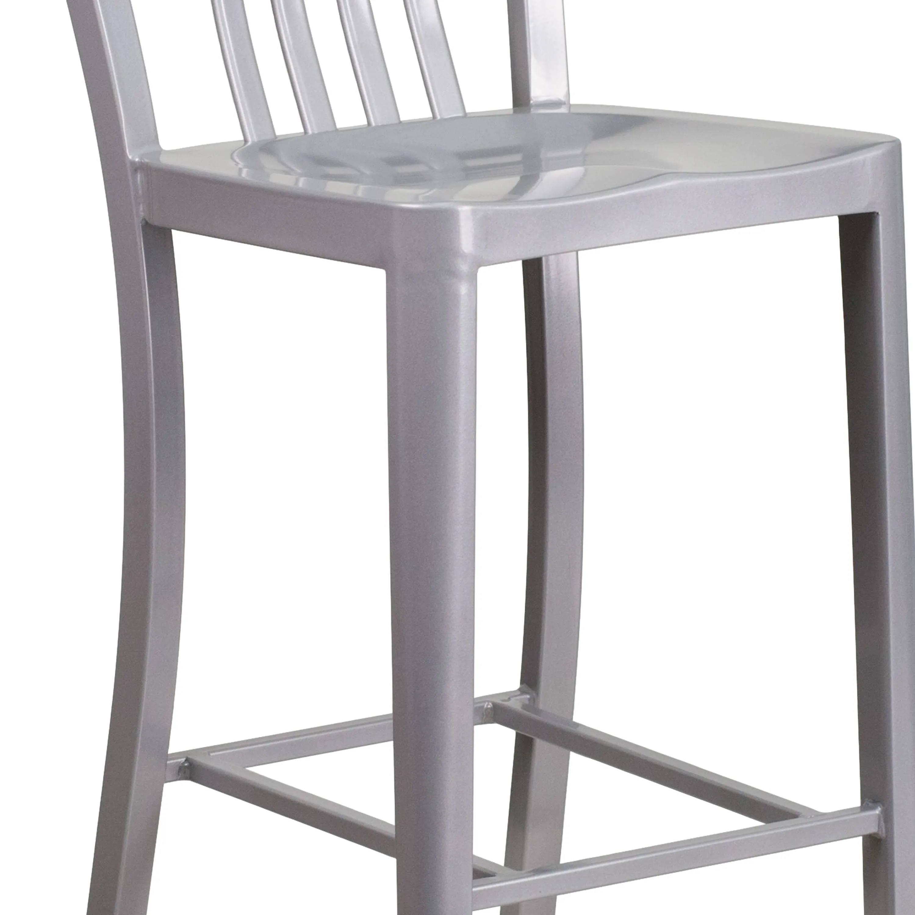 Commercial Grade 30" High Metal Indoor-Outdoor Barstool with Vertical Slat Back