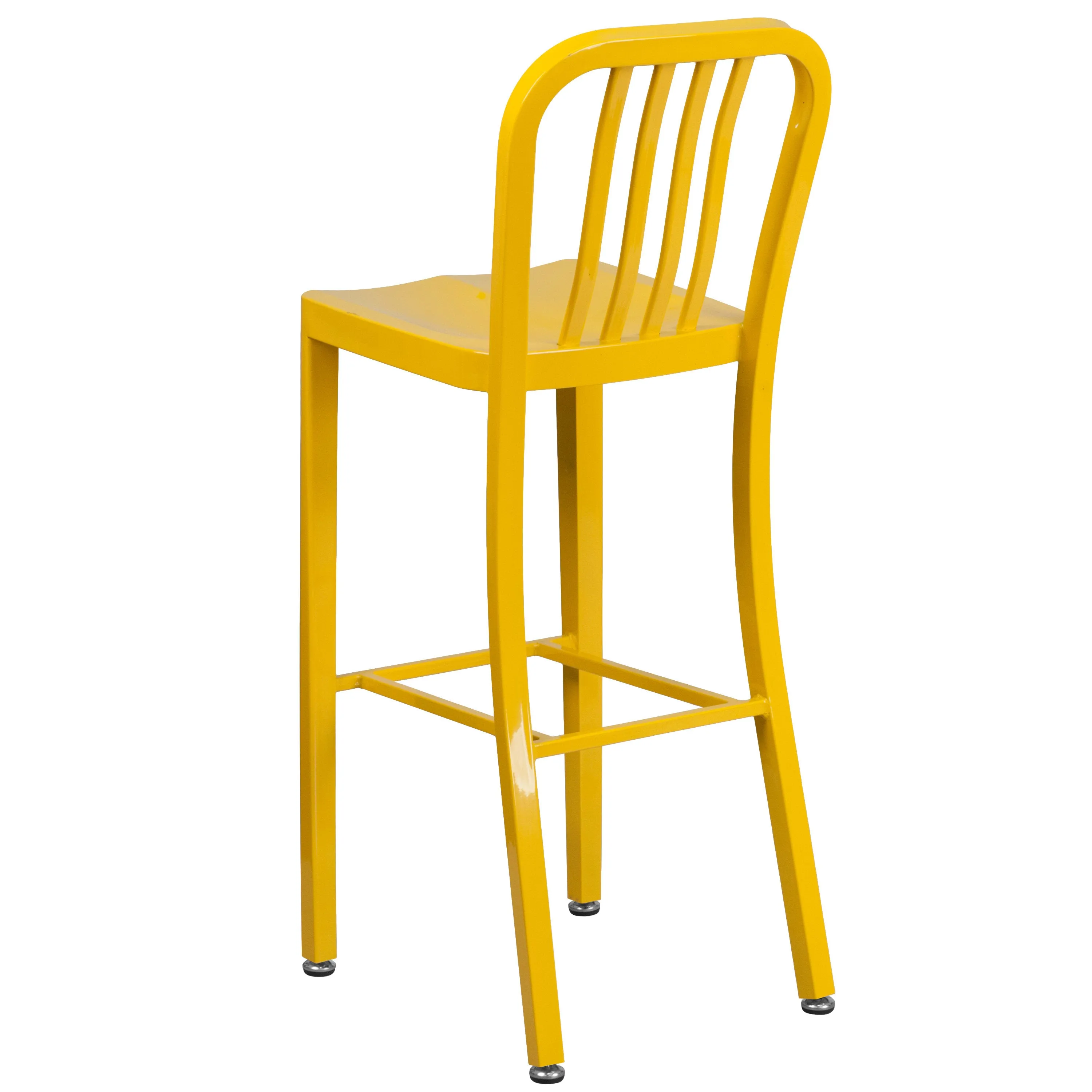 Commercial Grade 30" High Metal Indoor-Outdoor Barstool with Vertical Slat Back