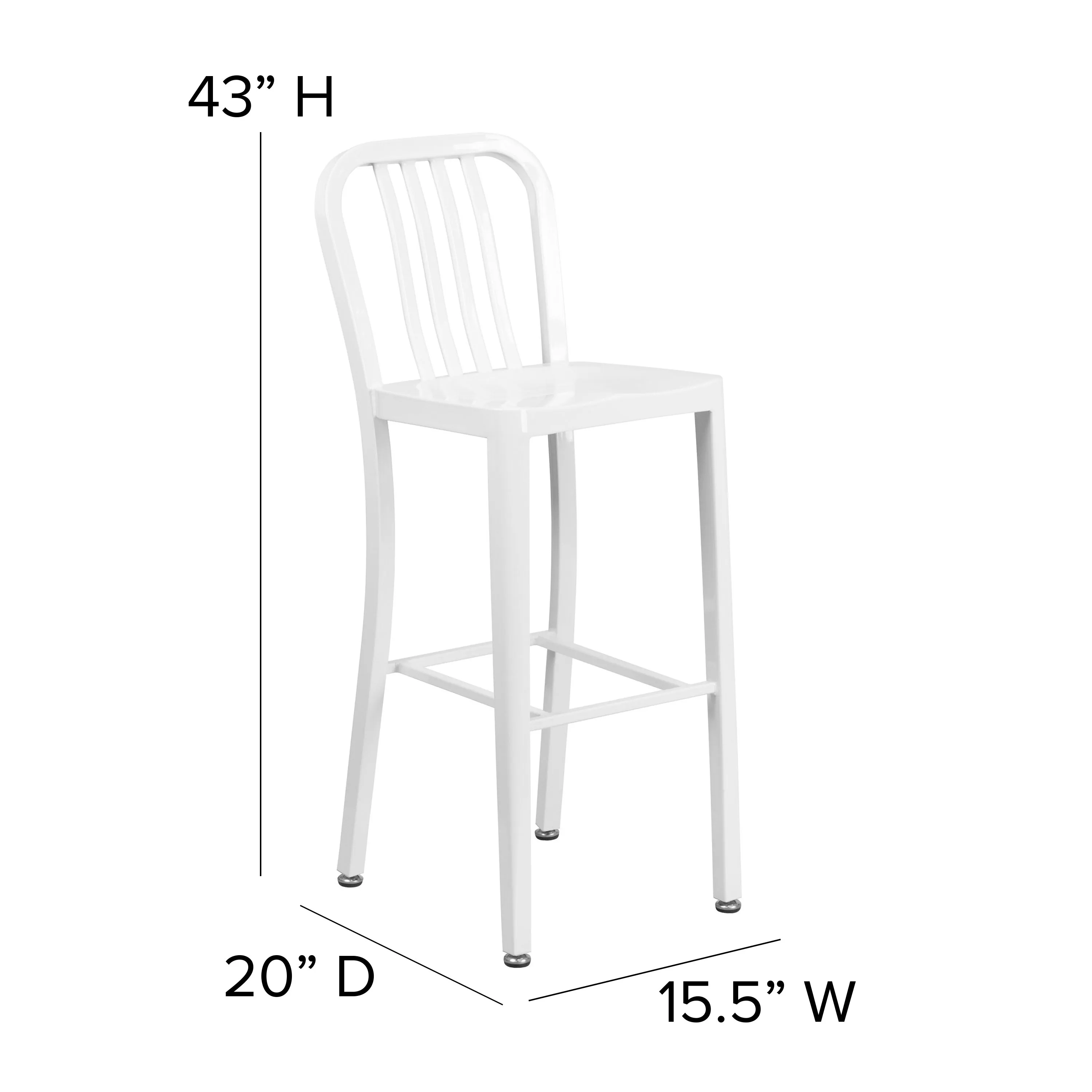 Commercial Grade 30" High Metal Indoor-Outdoor Barstool with Vertical Slat Back