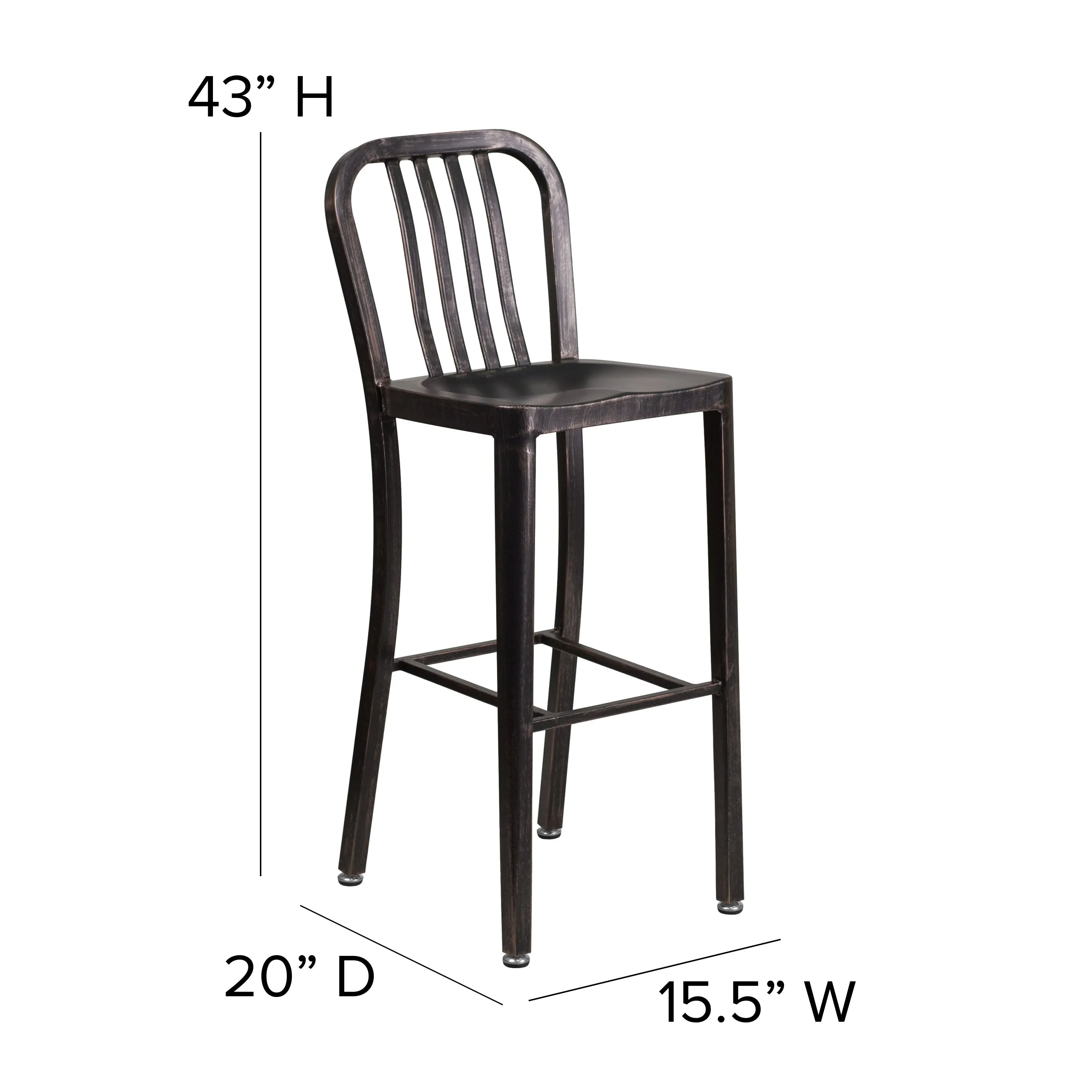 Commercial Grade 30" High Metal Indoor-Outdoor Barstool with Vertical Slat Back