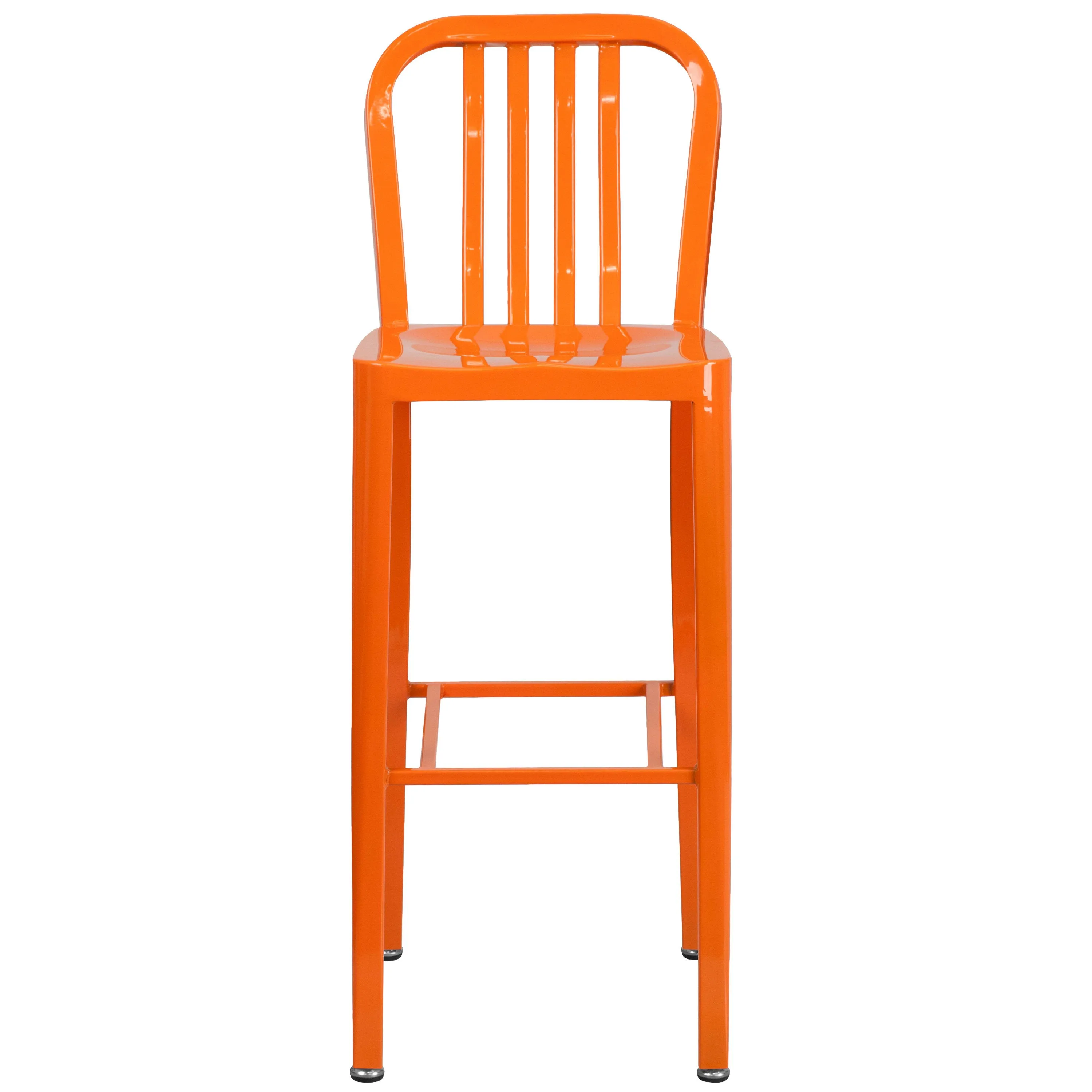 Commercial Grade 30" High Metal Indoor-Outdoor Barstool with Vertical Slat Back