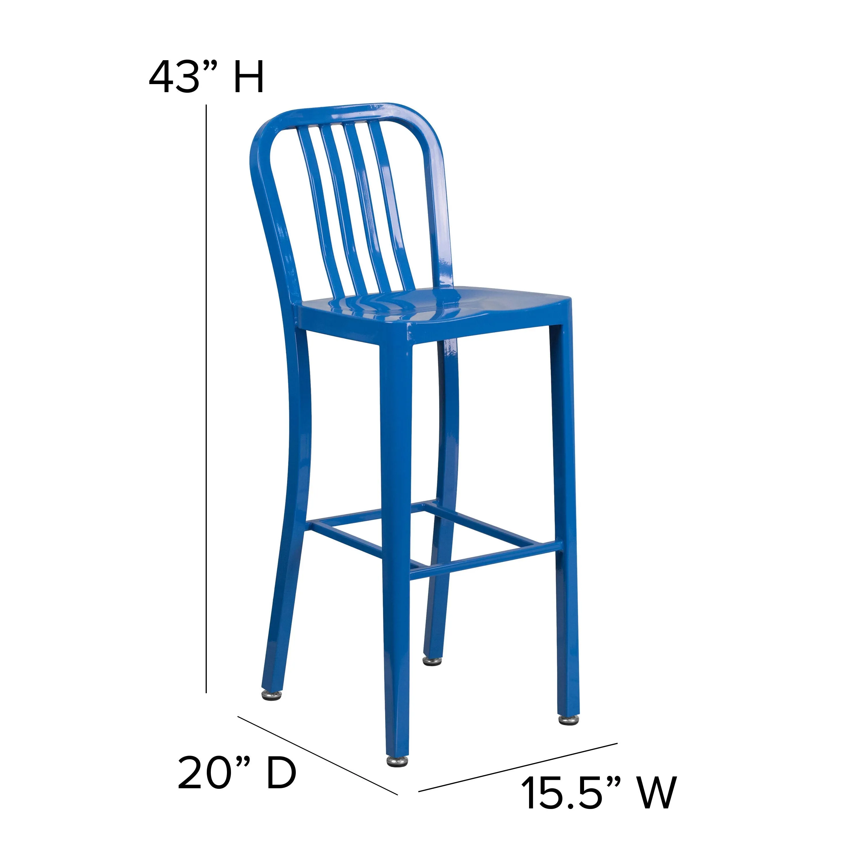 Commercial Grade 30" High Metal Indoor-Outdoor Barstool with Vertical Slat Back