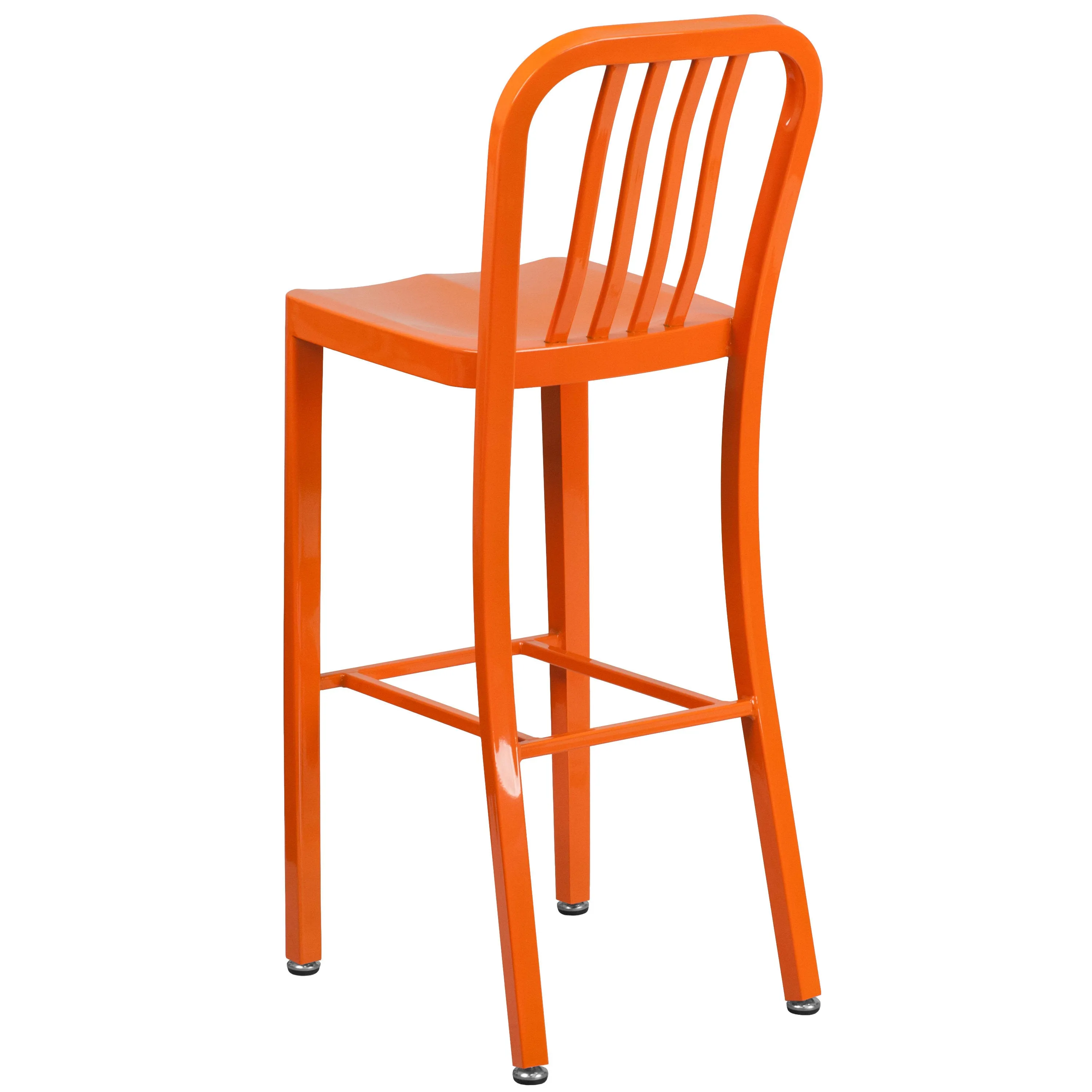 Commercial Grade 30" High Metal Indoor-Outdoor Barstool with Vertical Slat Back