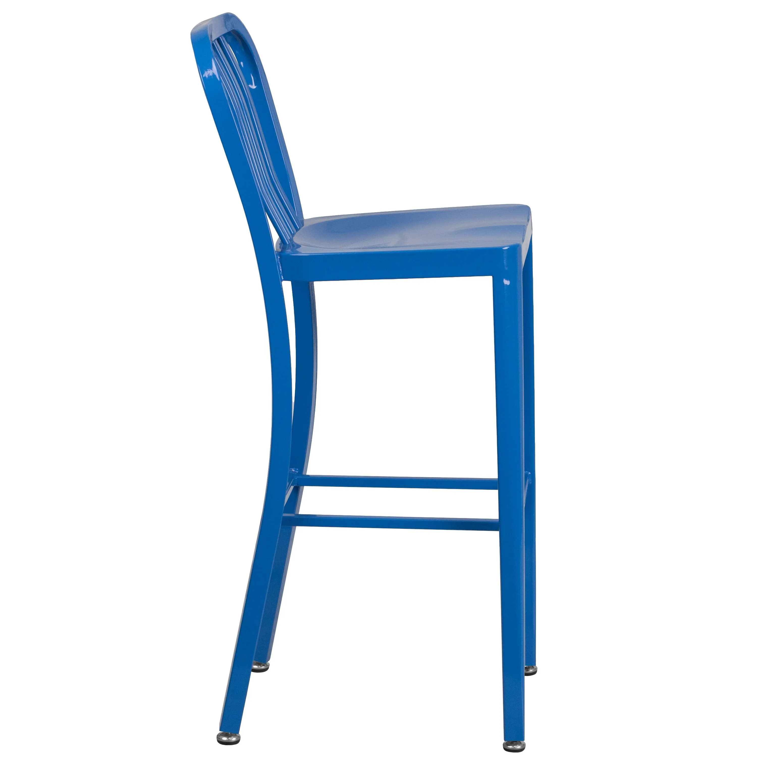 Commercial Grade 30" High Metal Indoor-Outdoor Barstool with Vertical Slat Back