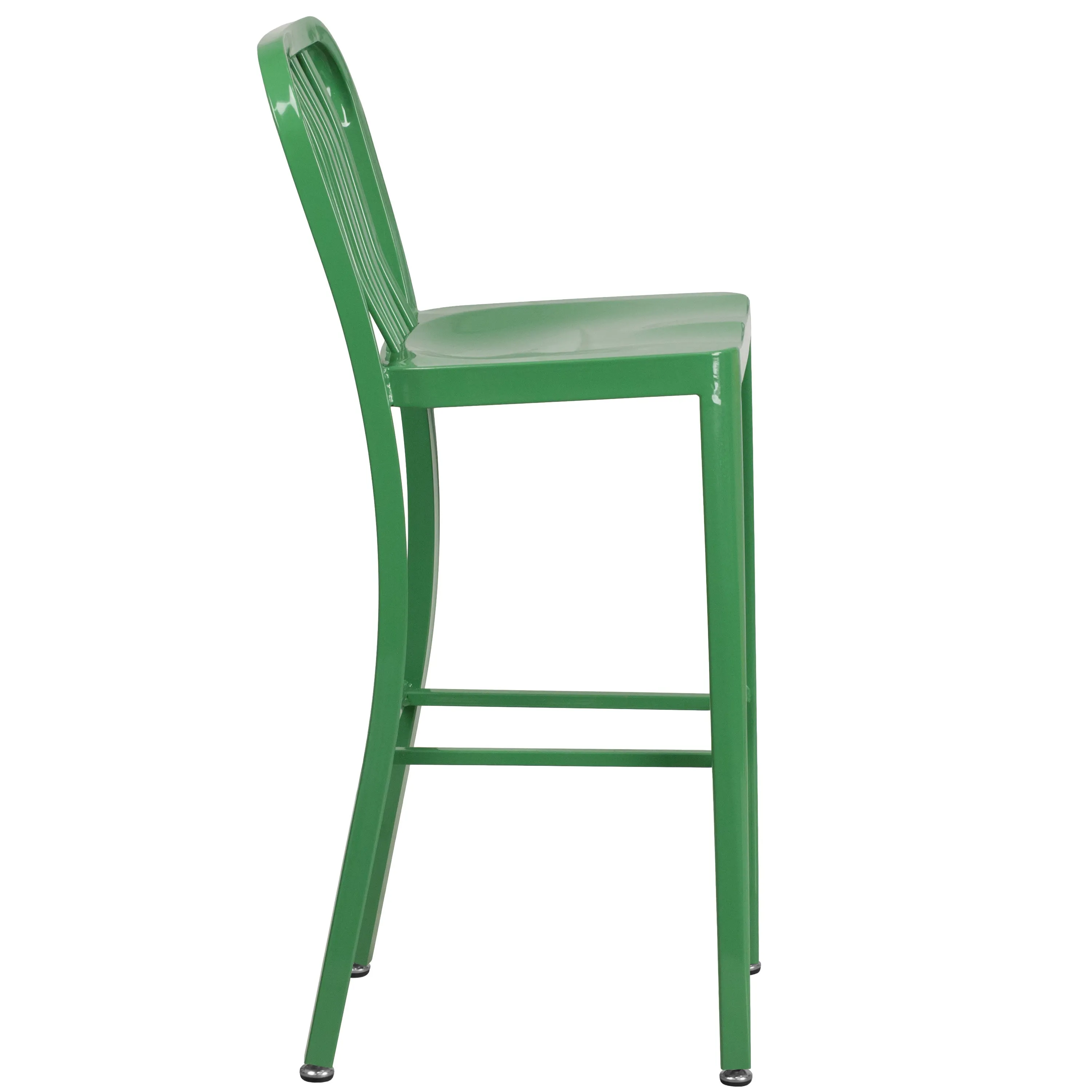 Commercial Grade 30" High Metal Indoor-Outdoor Barstool with Vertical Slat Back