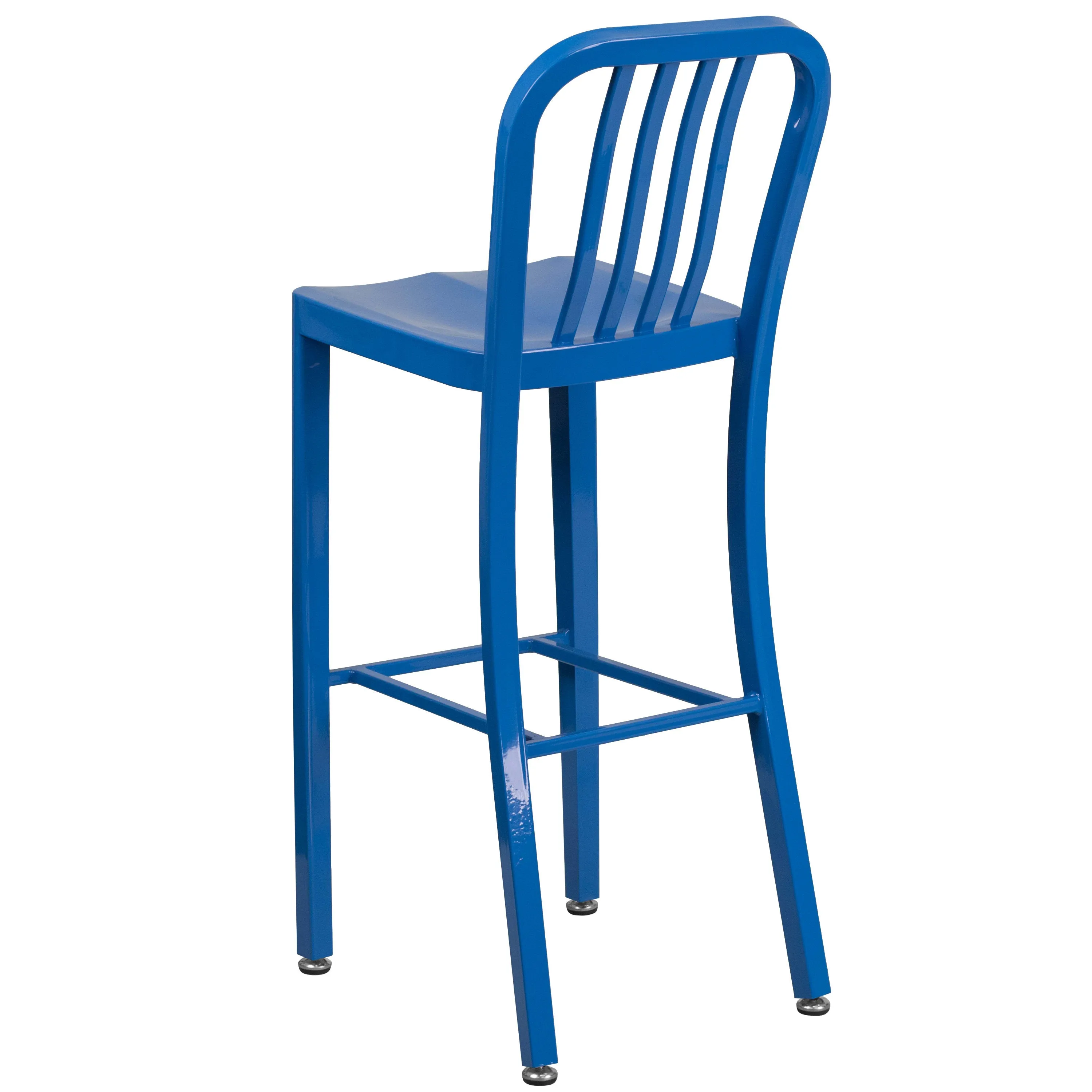 Commercial Grade 30" High Metal Indoor-Outdoor Barstool with Vertical Slat Back