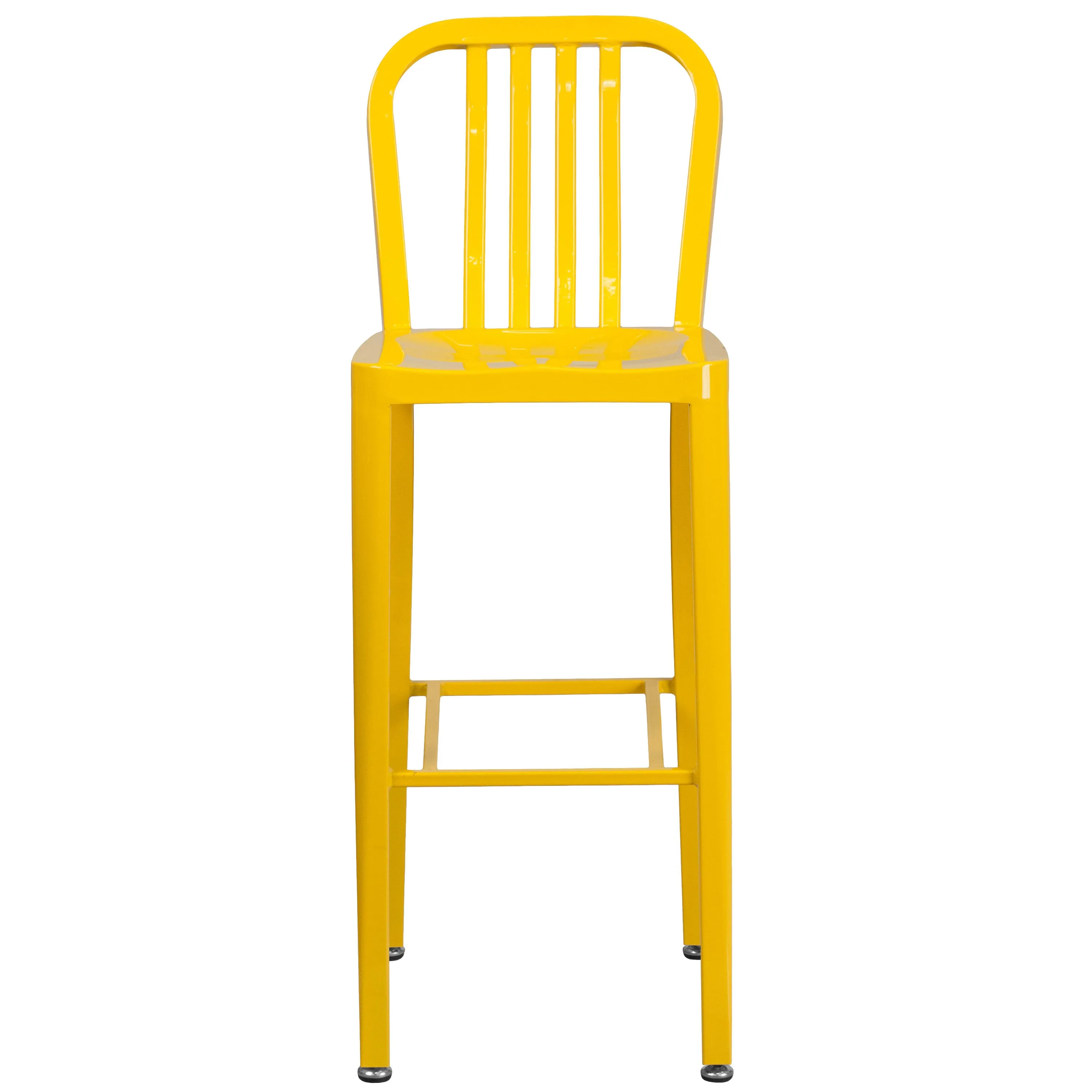 Commercial Grade 30" High Metal Indoor-Outdoor Barstool with Vertical Slat Back