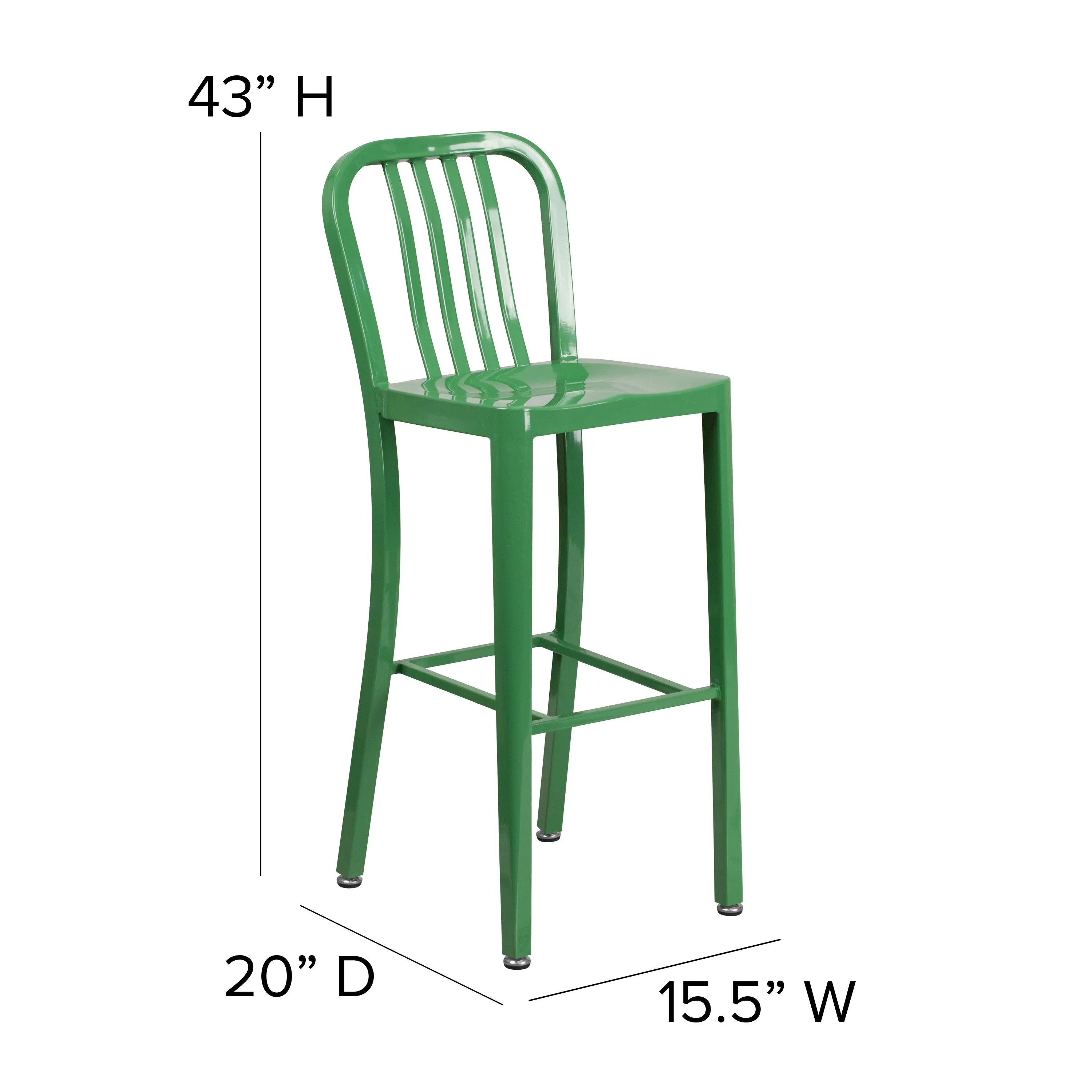 Commercial Grade 30" High Metal Indoor-Outdoor Barstool with Vertical Slat Back