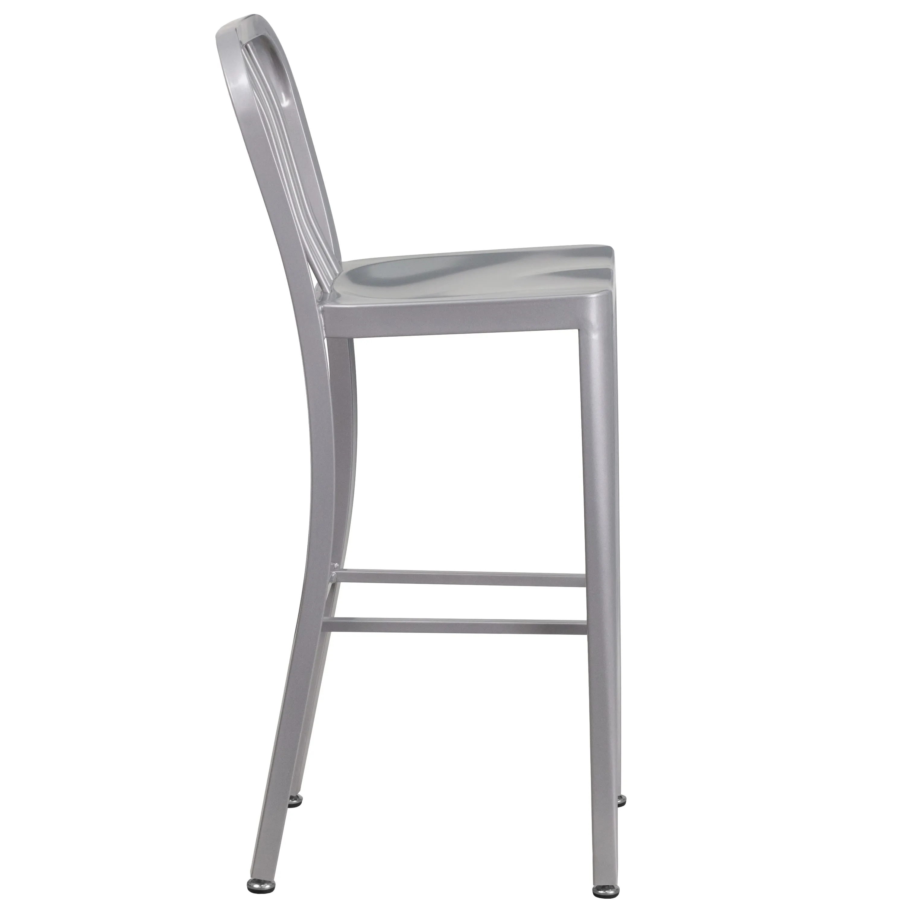 Commercial Grade 30" High Metal Indoor-Outdoor Barstool with Vertical Slat Back