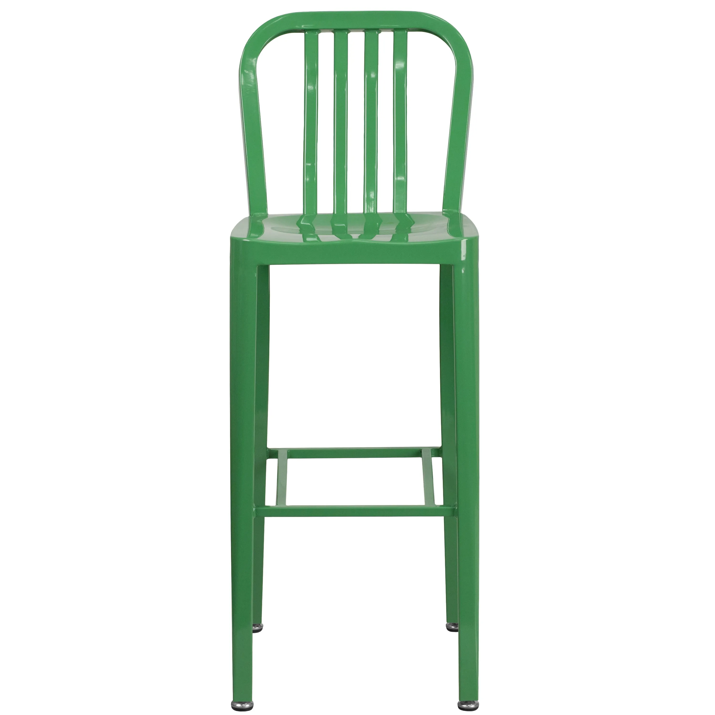 Commercial Grade 30" High Metal Indoor-Outdoor Barstool with Vertical Slat Back