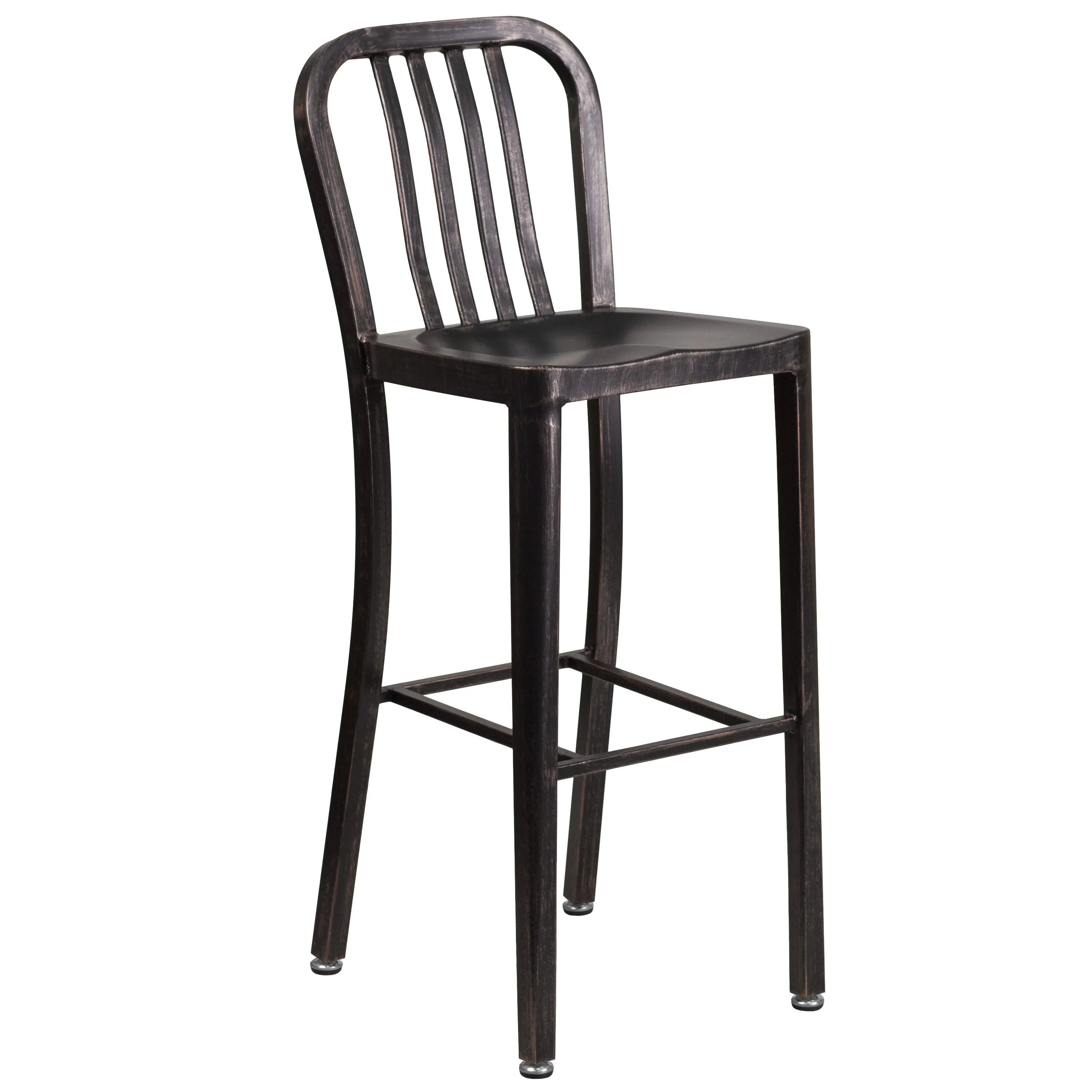 Commercial Grade 30" High Metal Indoor-Outdoor Barstool with Vertical Slat Back