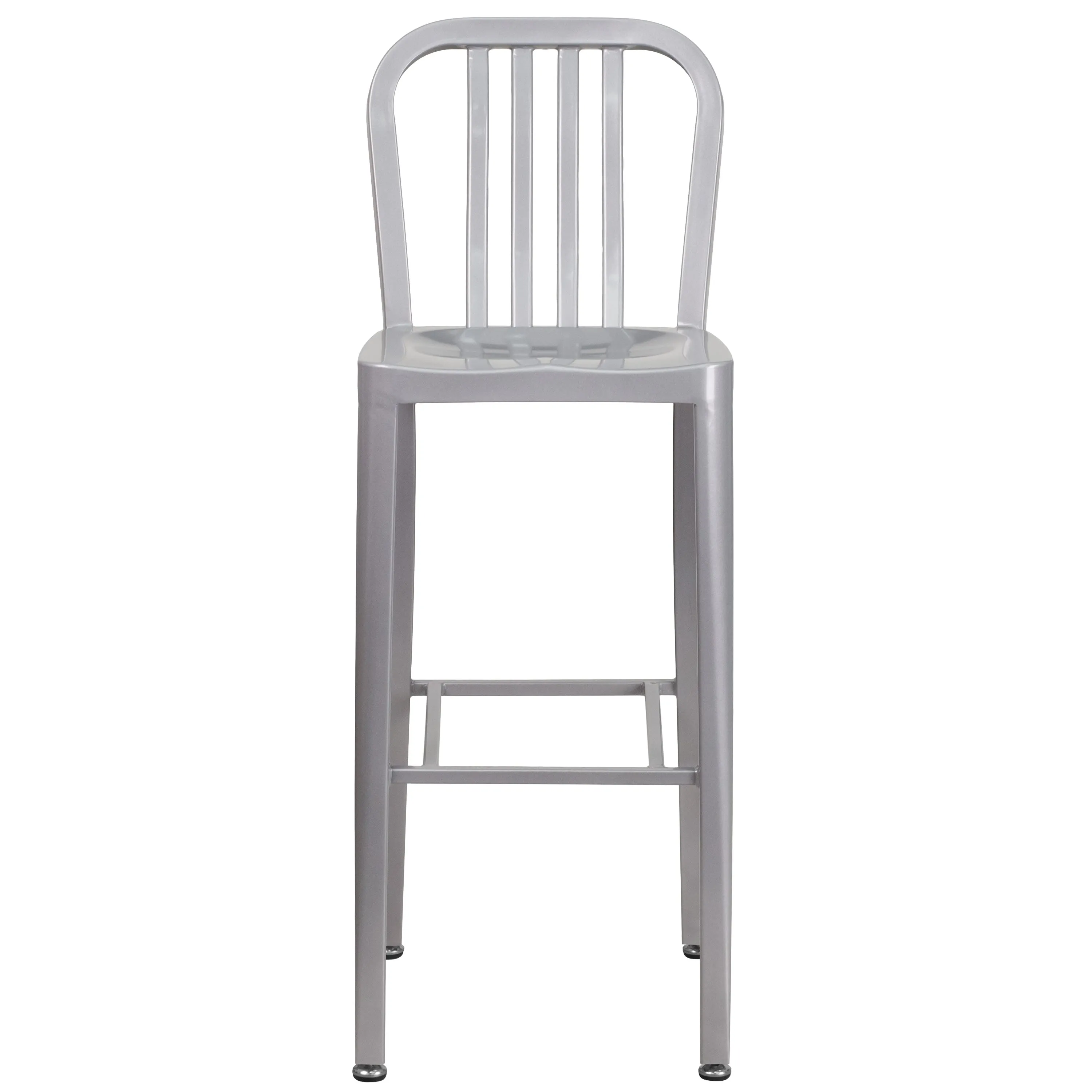 Commercial Grade 30" High Metal Indoor-Outdoor Barstool with Vertical Slat Back