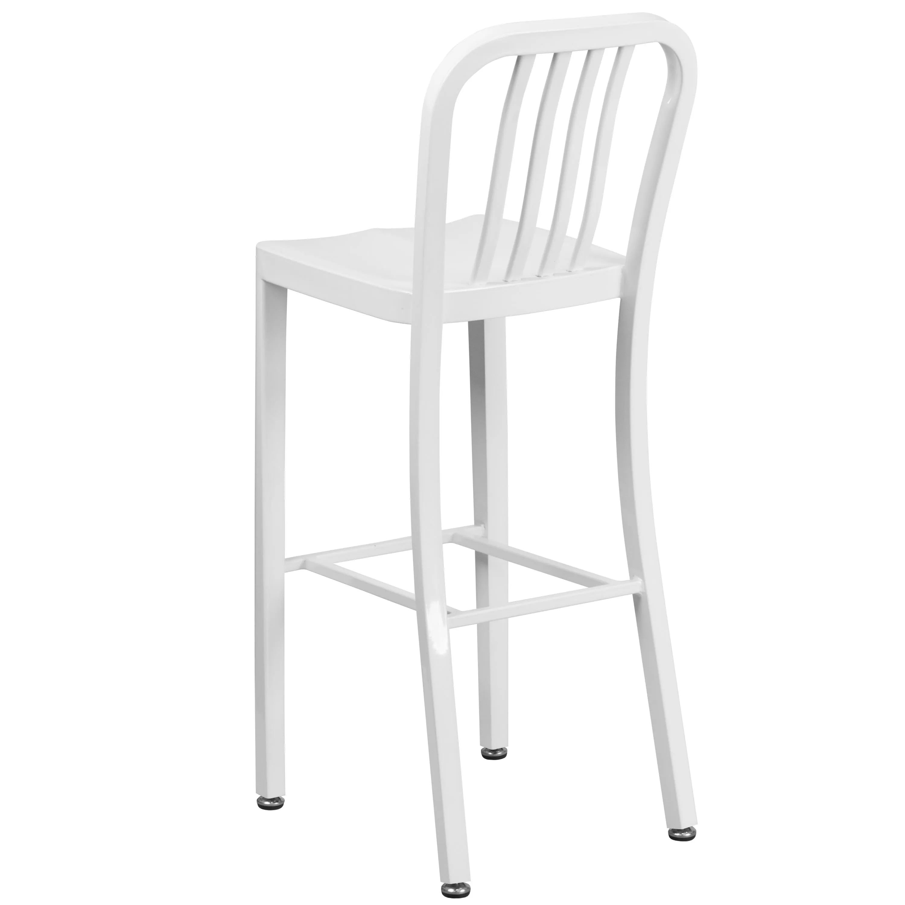 Commercial Grade 30" High Metal Indoor-Outdoor Barstool with Vertical Slat Back